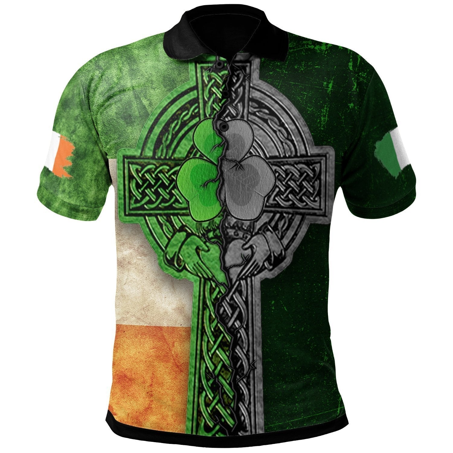 Ireland Celtic Polo Shirt - Irish Claddagh Cross - Vibe Hoodie Shop