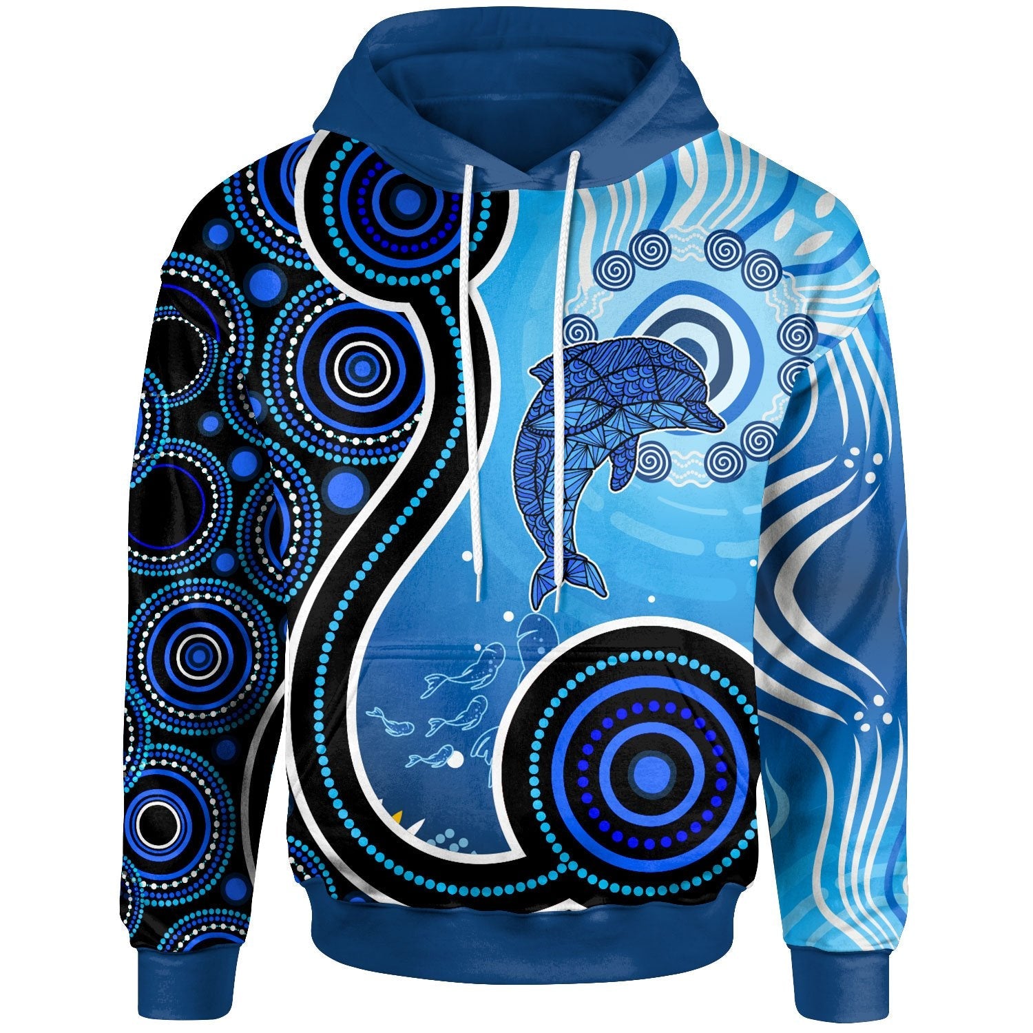 Aboriginal Hoodie - Dolphin And Aboriginal Dot Patterns - Vibe Hoodie Shop