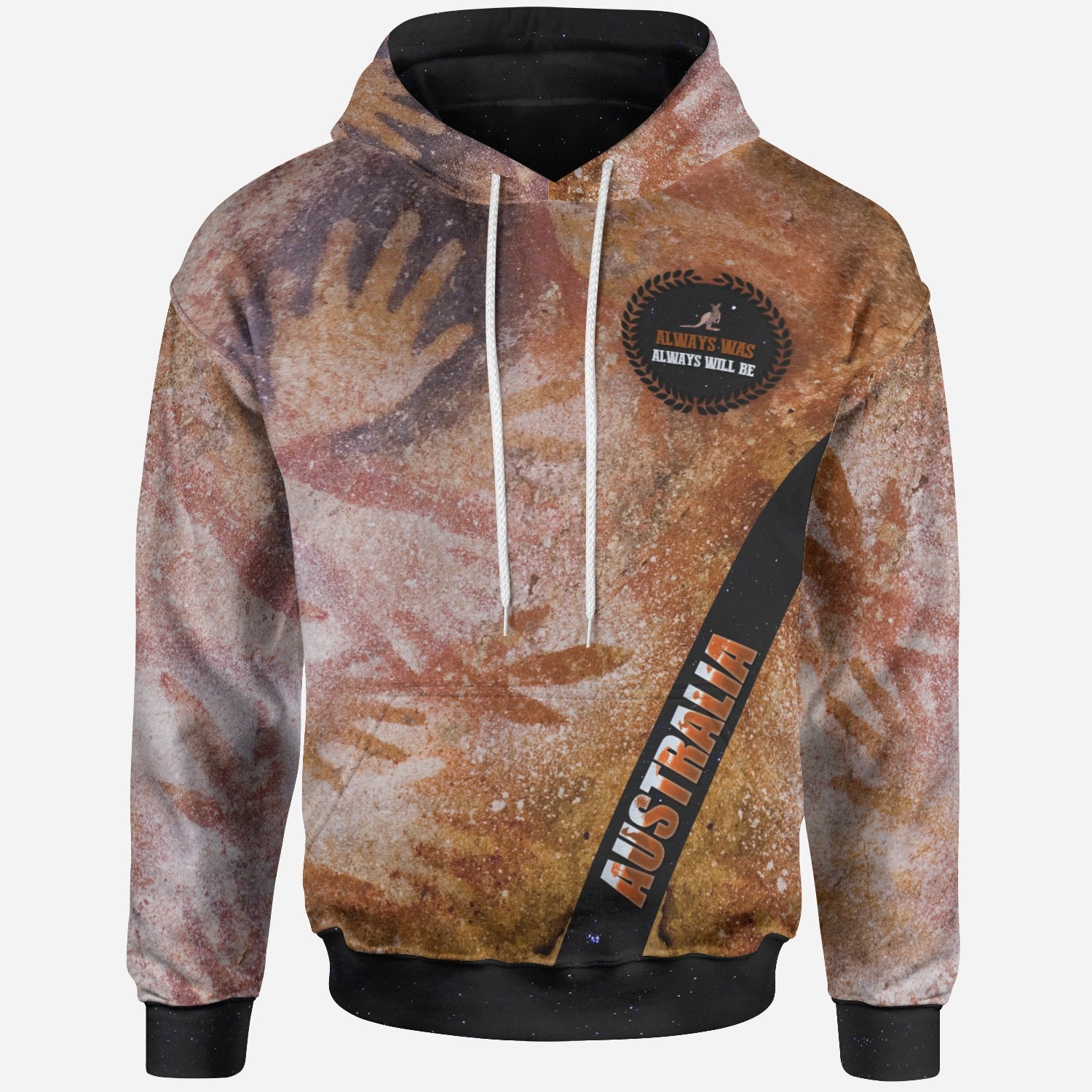 Hoodie - Handprint with Kangaroo Logo - Vibe Hoodie Shop