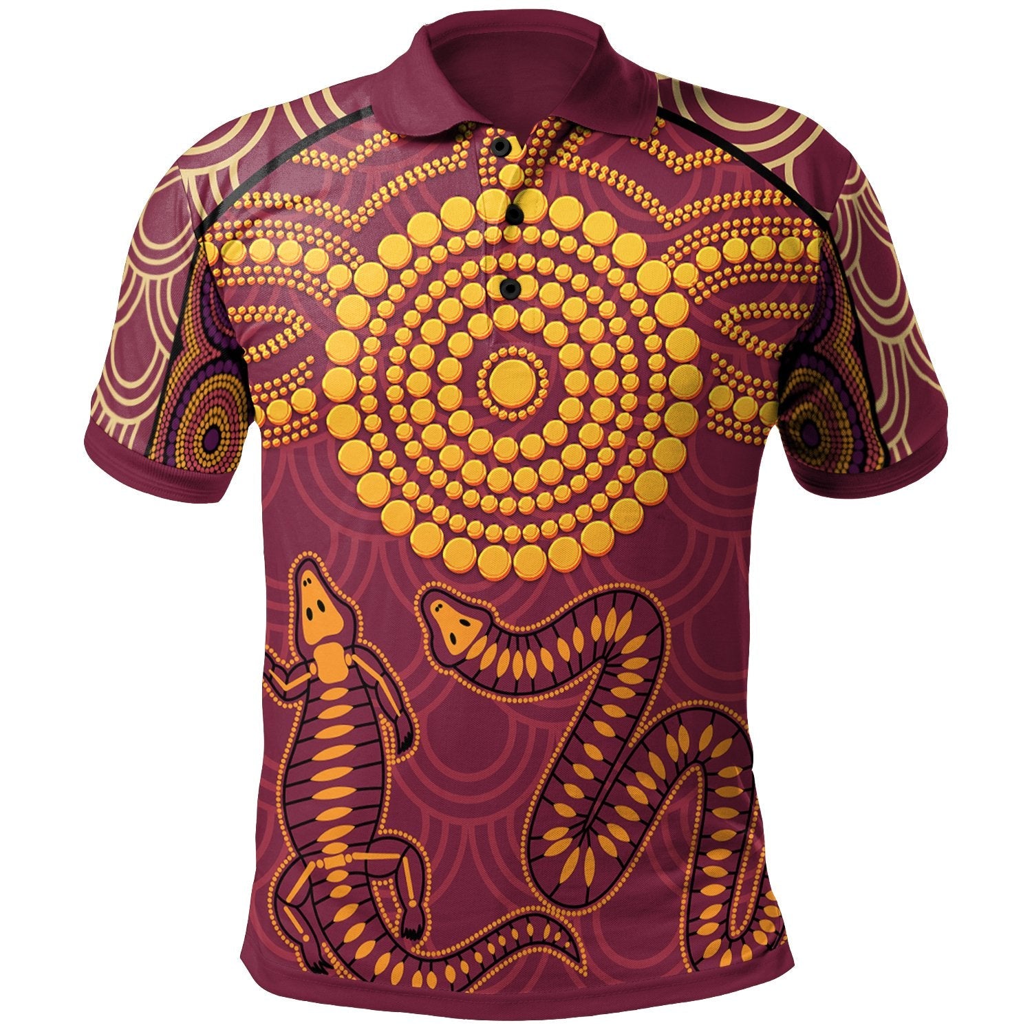 Aboriginal Polo Shirt - Aboriginal Snake And Alligator - Vibe Hoodie Shop