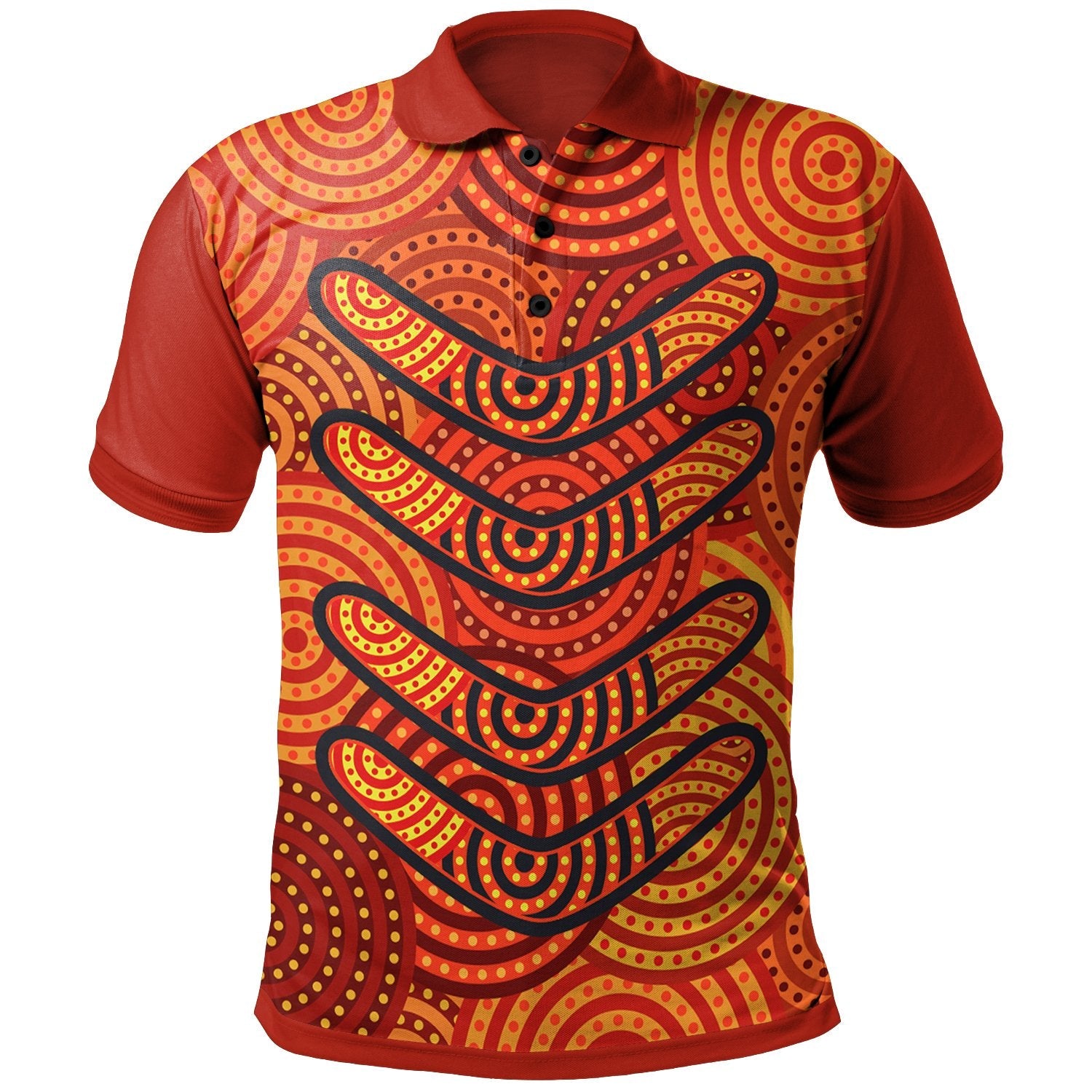 Aboriginal Polo Shirts - Aboriginal Boomerangs And Dot Circle - Vibe Hoodie Shop