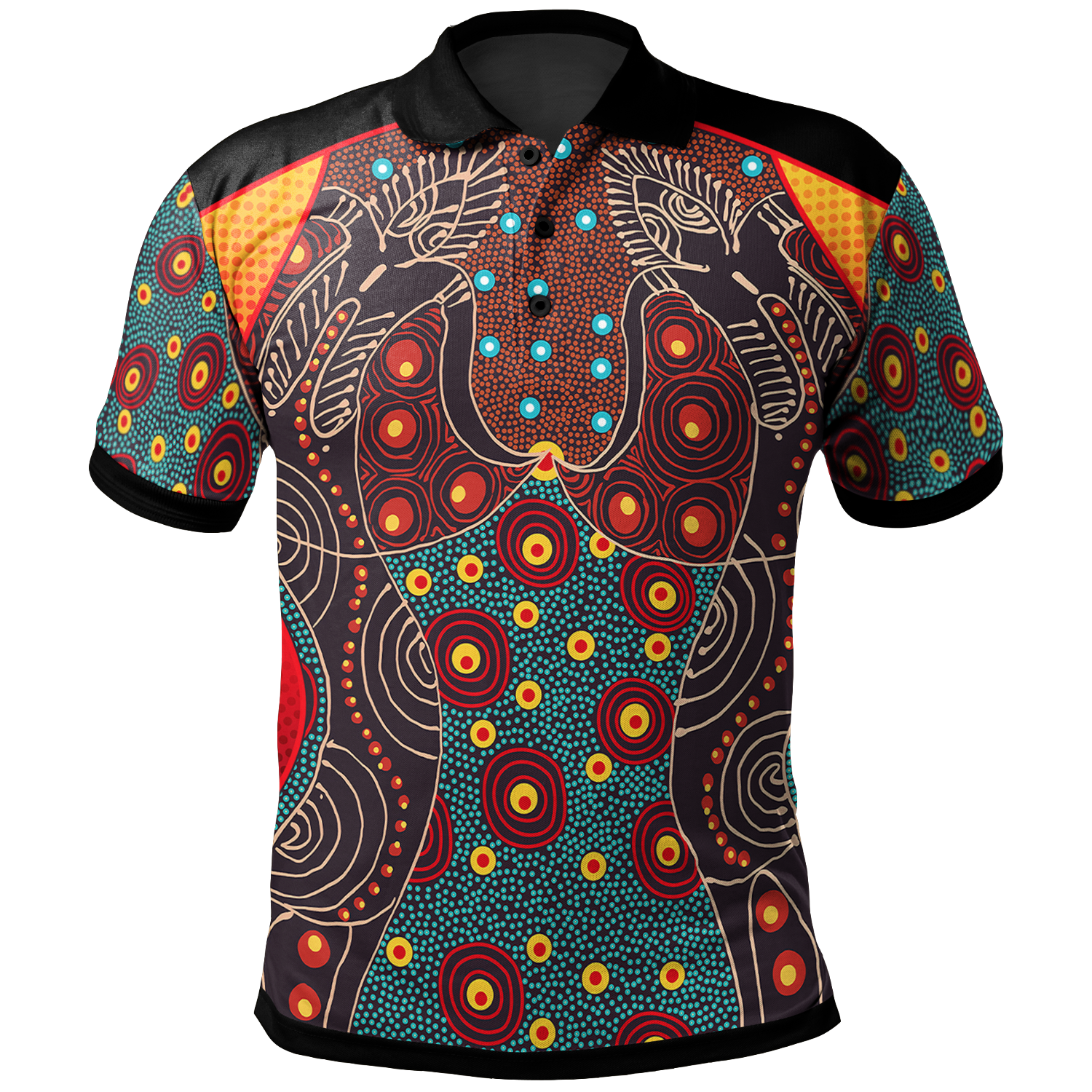 Polo Shirt - Aboriginal Sublimation Dot Pattern Style (Red) - Vibe Hoodie Shop