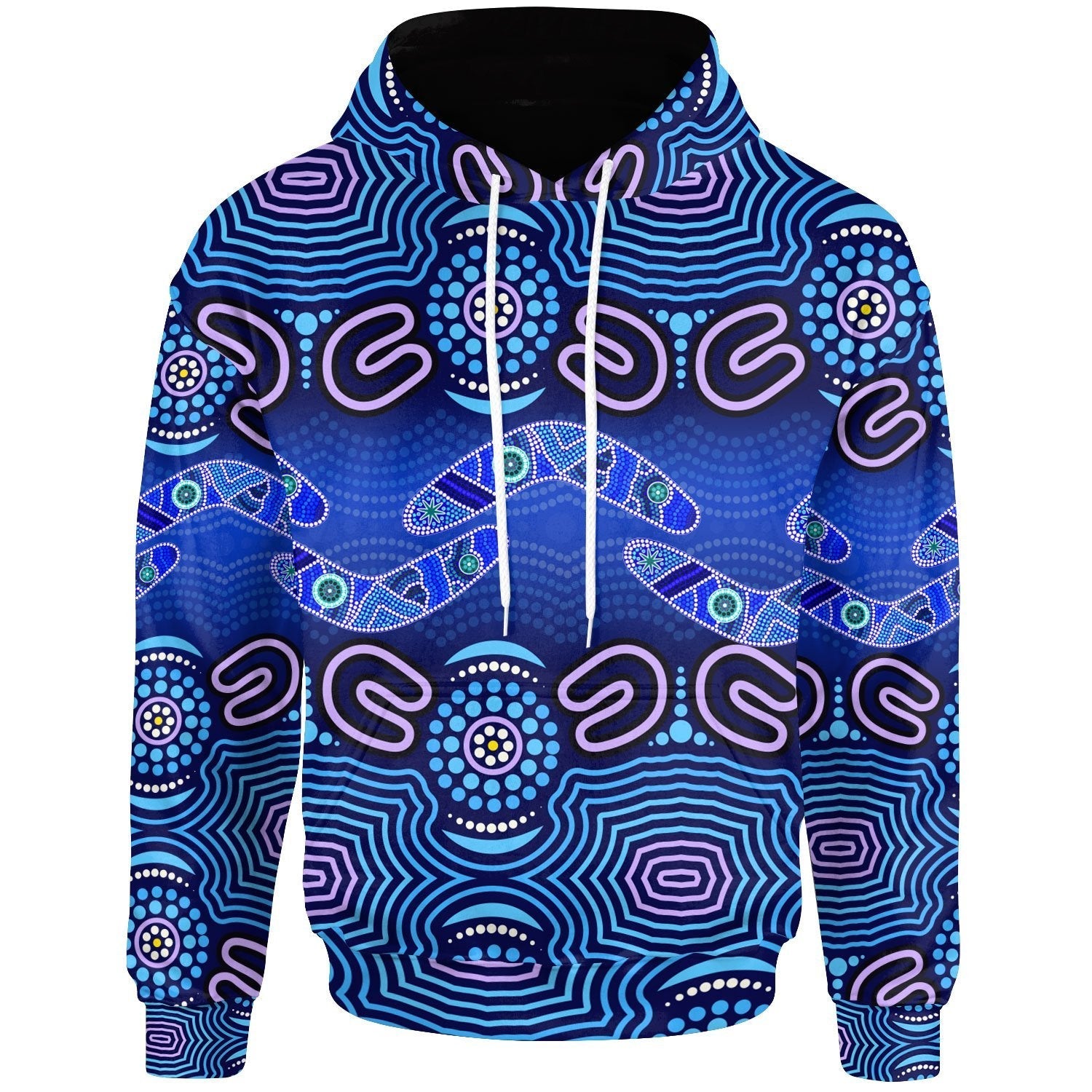 ABoriginal Hoodie - Boomerangs And Dot Painting Art Ver02 - - Vibe Hoodie Shop