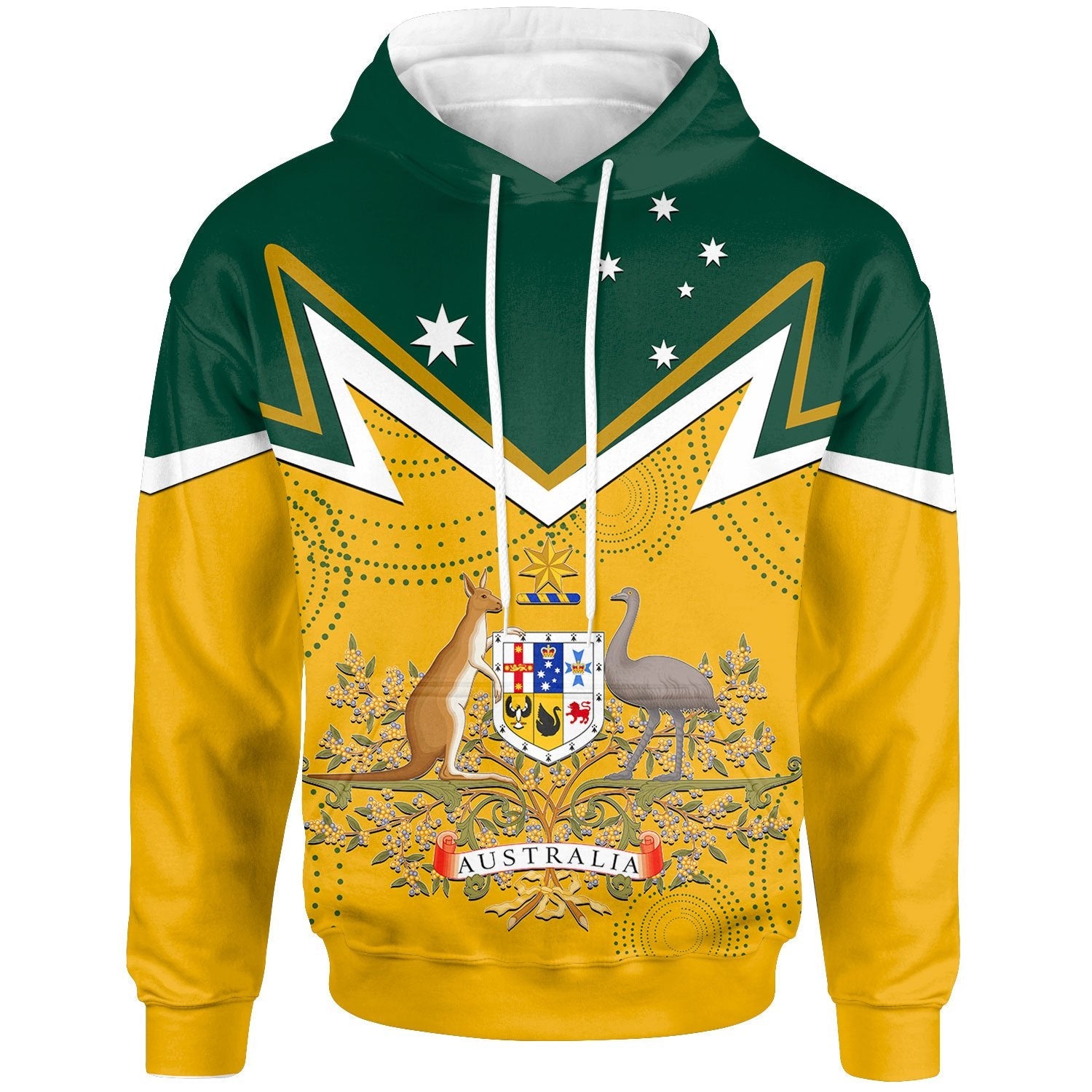 Hoodie - Australian Coat Of Arms National Color - Vibe Hoodie Shop