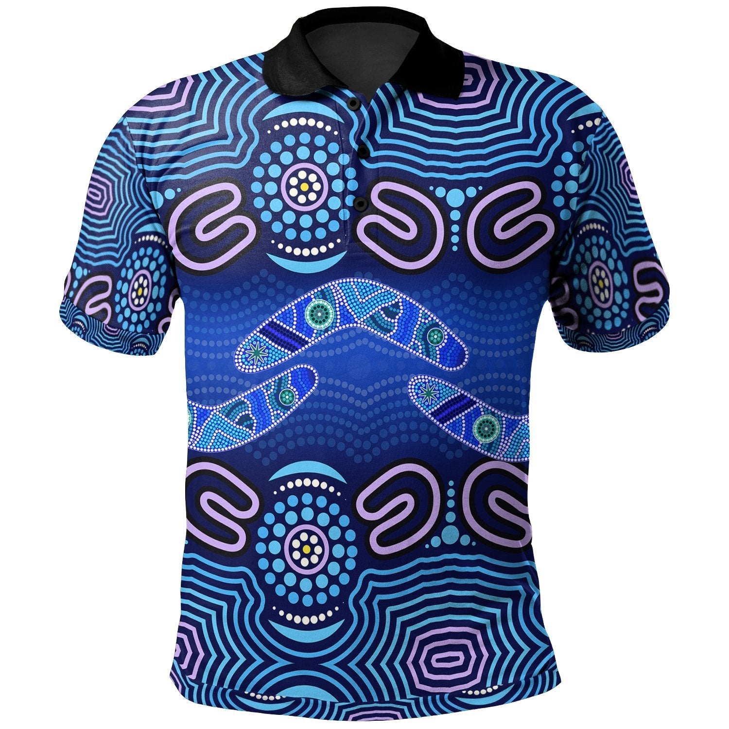 ABoriginal Polo Shirt - Boomerangs And Dot Painting Art Ver02 - - Vibe Hoodie Shop