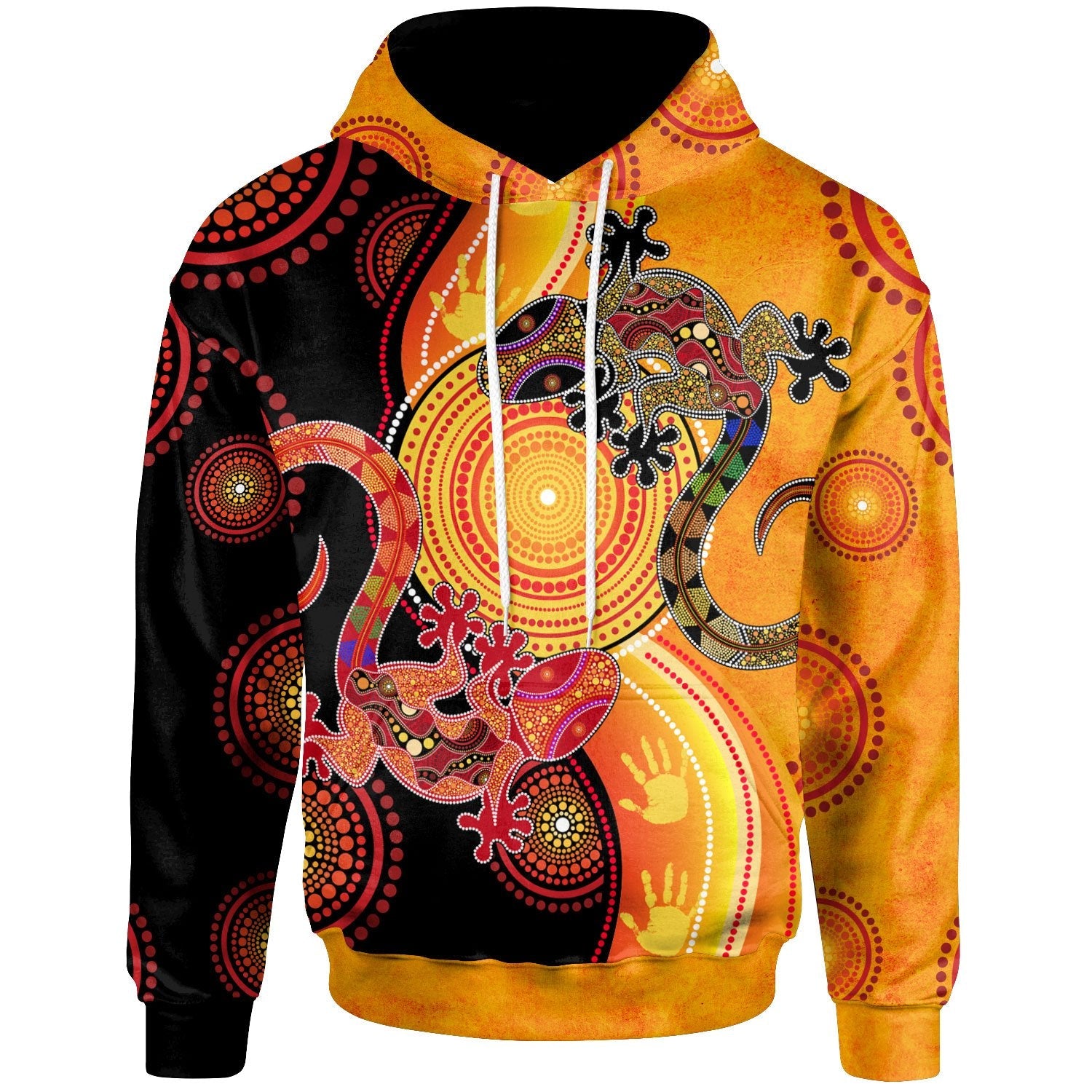 Aboriginal Hoodie - Couple Aboriginal Lizards - Vibe Hoodie Shop