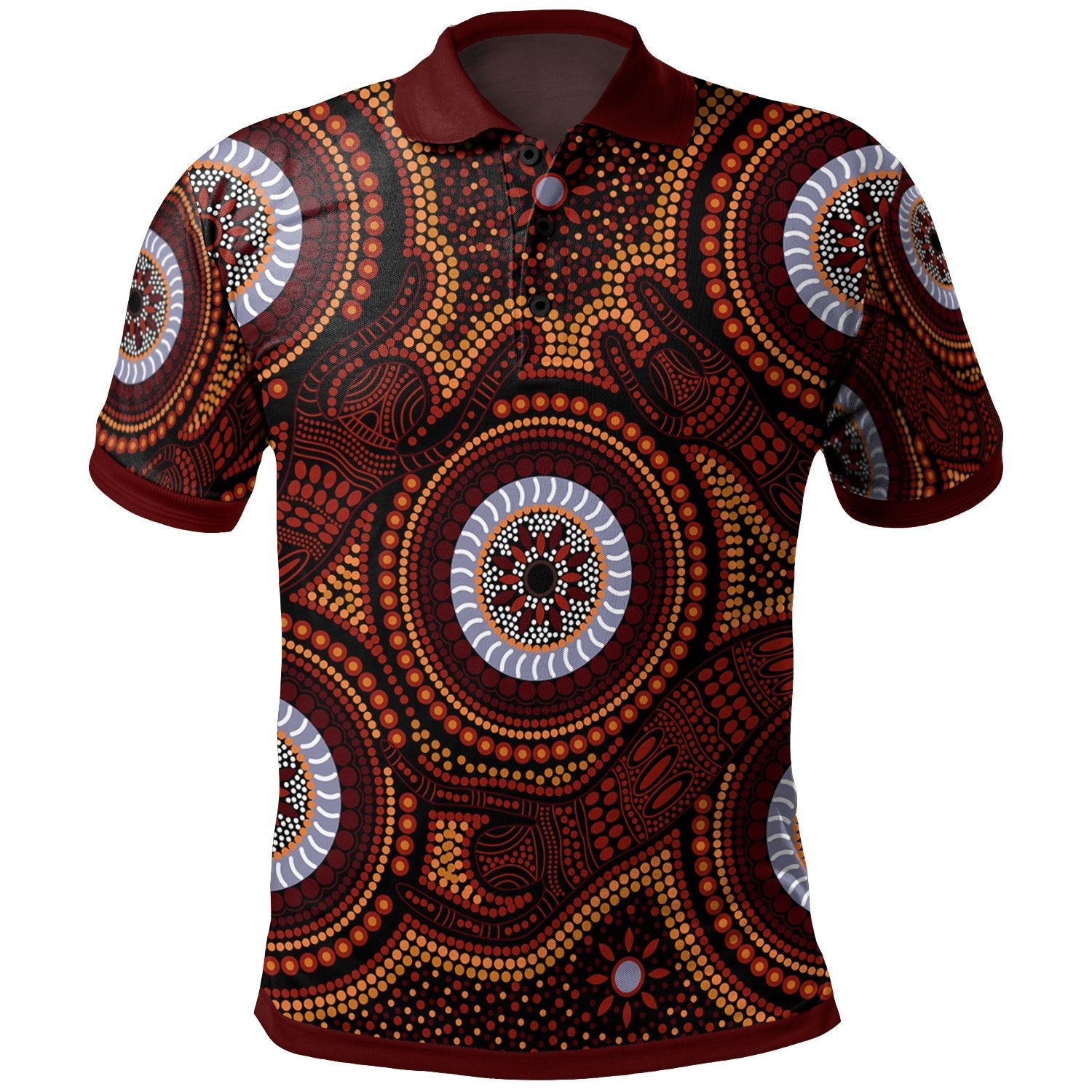 Aboriginal Polo Shirt - Aboriginal Human Dot Painting Art - Vibe Hoodie Shop