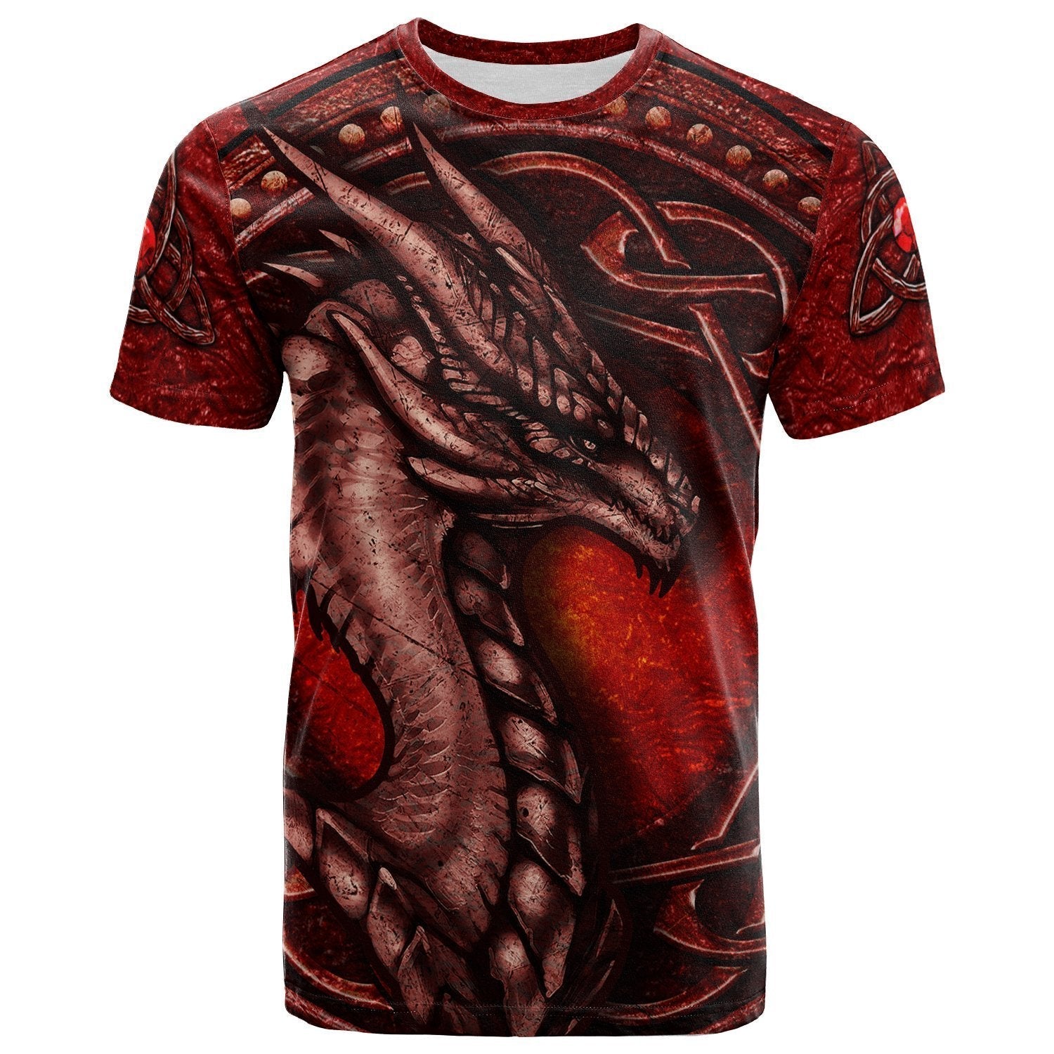 Celtic Dragon With Celtic Knot T shirts (Red) - Vibe Hoodie Shop