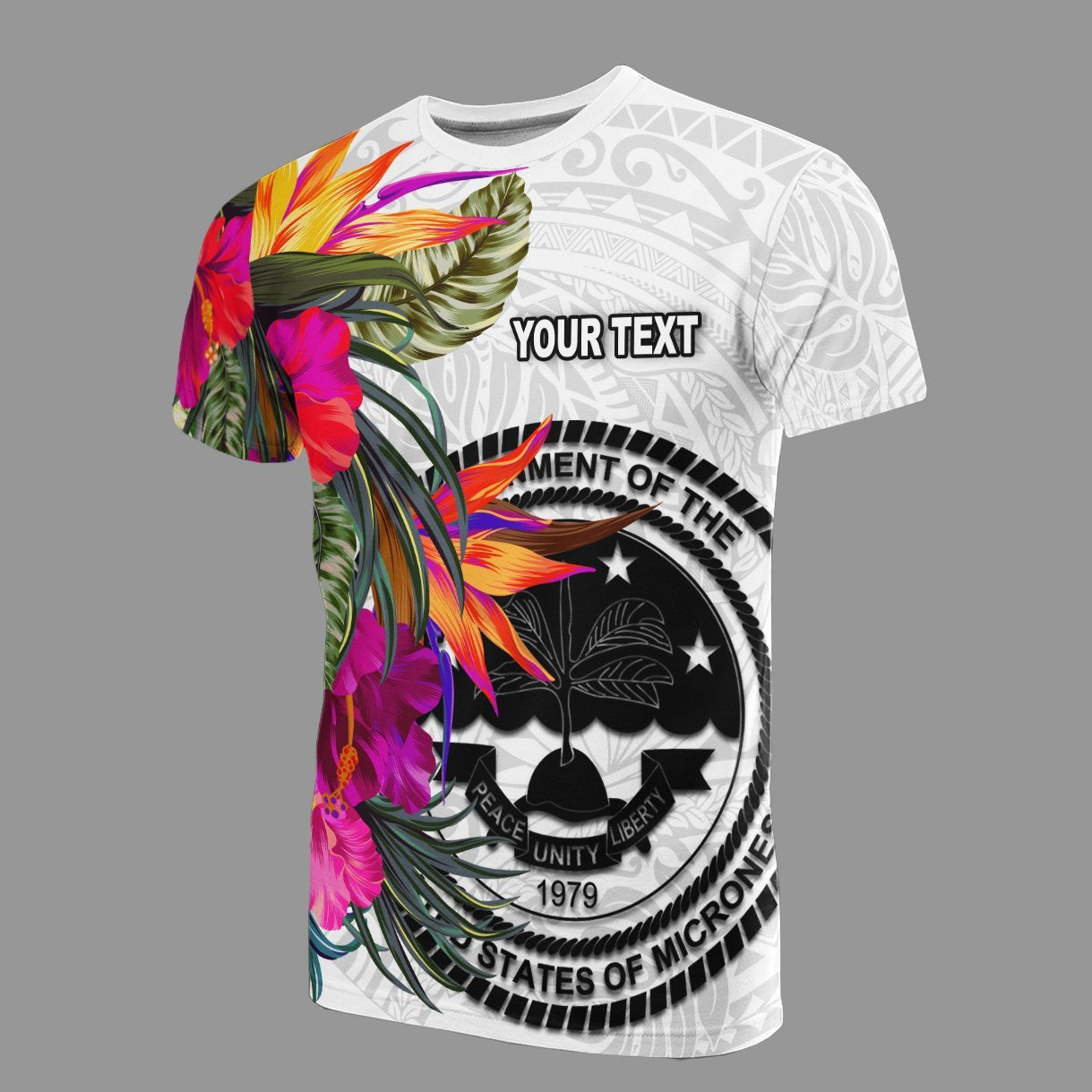 Vibe Hoodie Federated States Of Micronesia Custom Personalised T shirt - Hibiscus White Pattern - Vibe Hoodie Shop