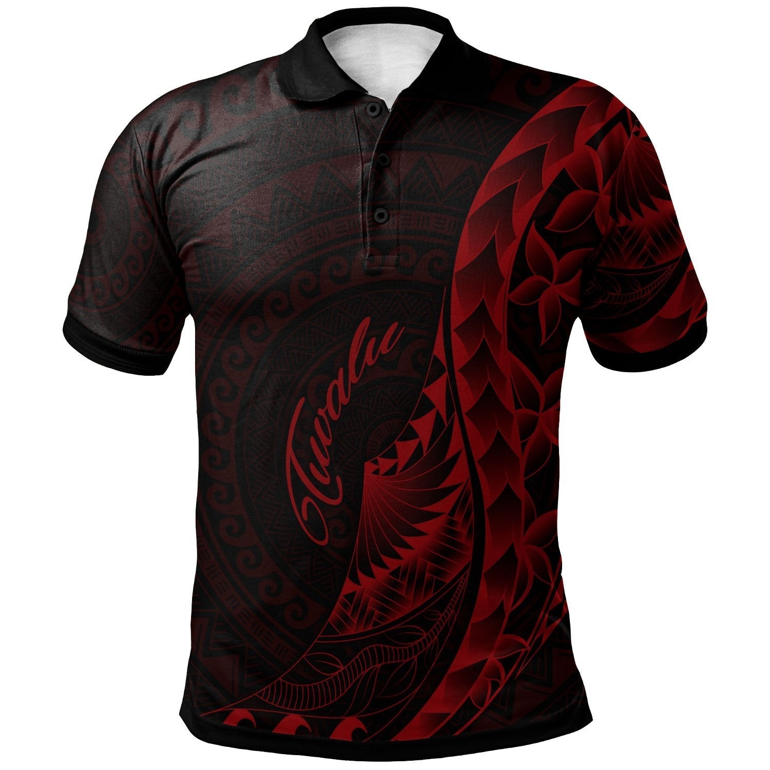 Tuvalu Polo Shirt - Polynesian Pattern Style Red Color - Vibe Hoodie Shop