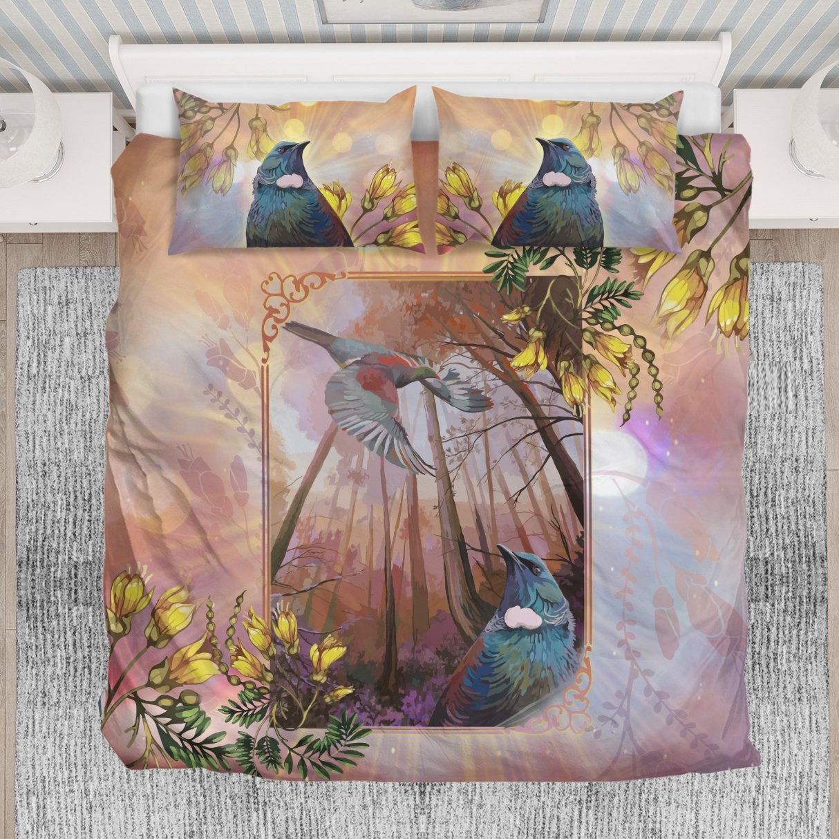 New Zealand Bedding Set, Fairy Bluebird Duvet Cover And Pillow Case - Vibe Hoodie Shop