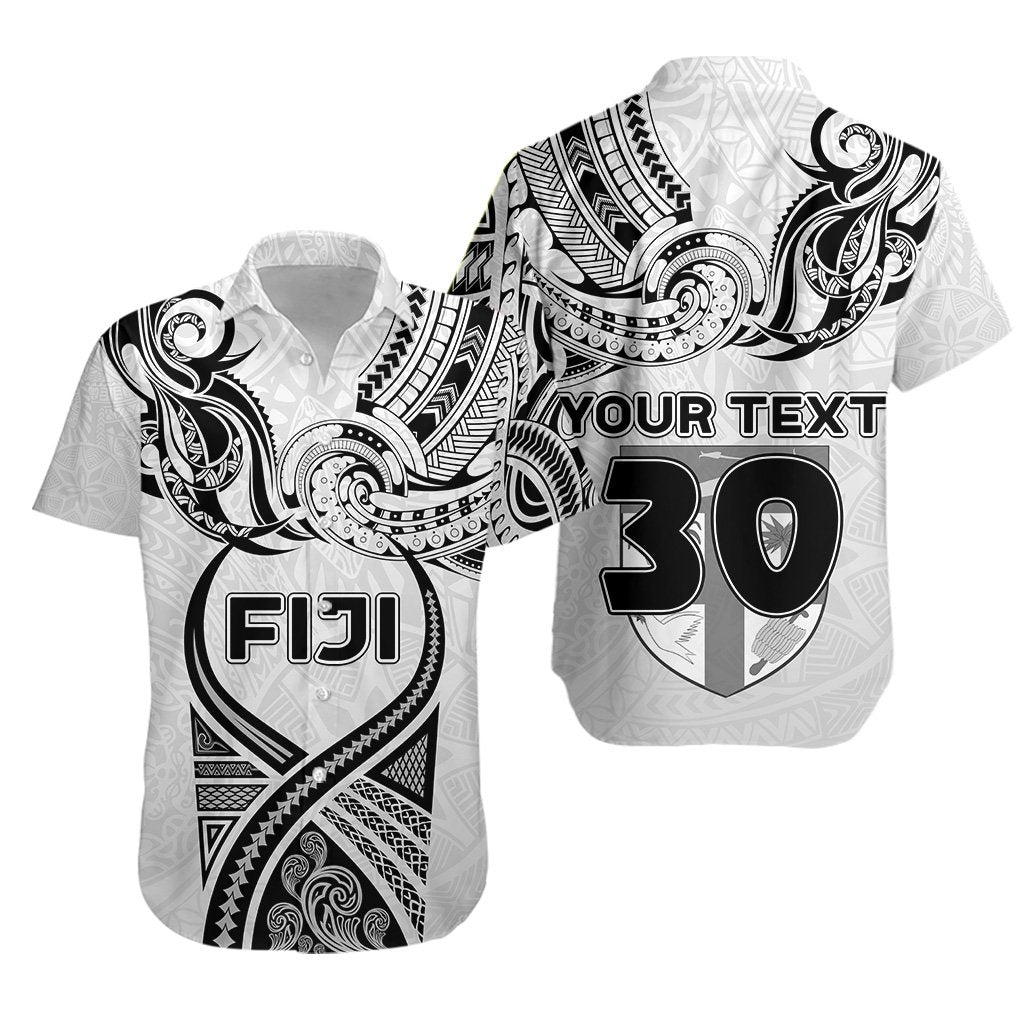 (Custom Personalised) Fiji Rugby Hawaiian Shirt Polynesian Waves Style, Custom Text and Number - Vibe Hoodie Shop