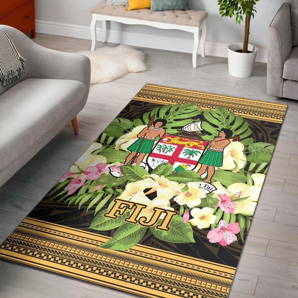 Fiji Area Rug - Polynesian Gold Patterns Collection - Vibe Hoodie Shop