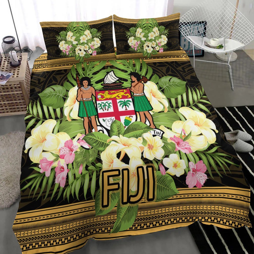 Fiji Bedding Set - Polynesian Gold Patterns Collection - Vibe Hoodie Shop