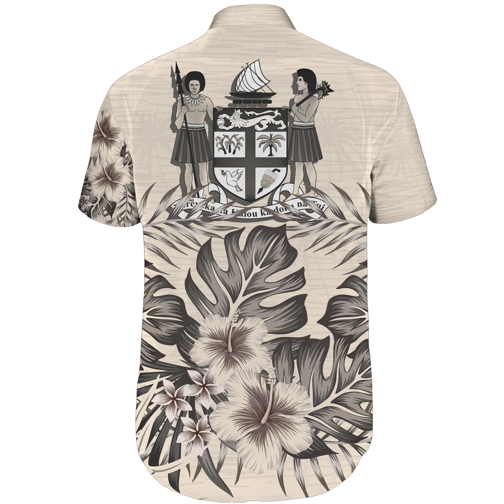 Fiji Short Sleeve Shirt - The Beige Hibiscus - Vibe Hoodie Shop