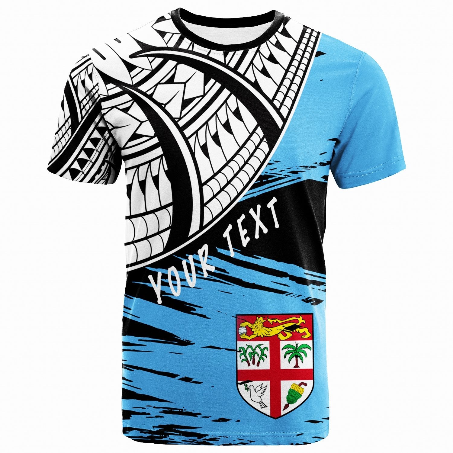 Fiji Custom Personalised - T - Shirt - Fiji Flag Style With Claw Pattern - Vibe Hoodie Shop