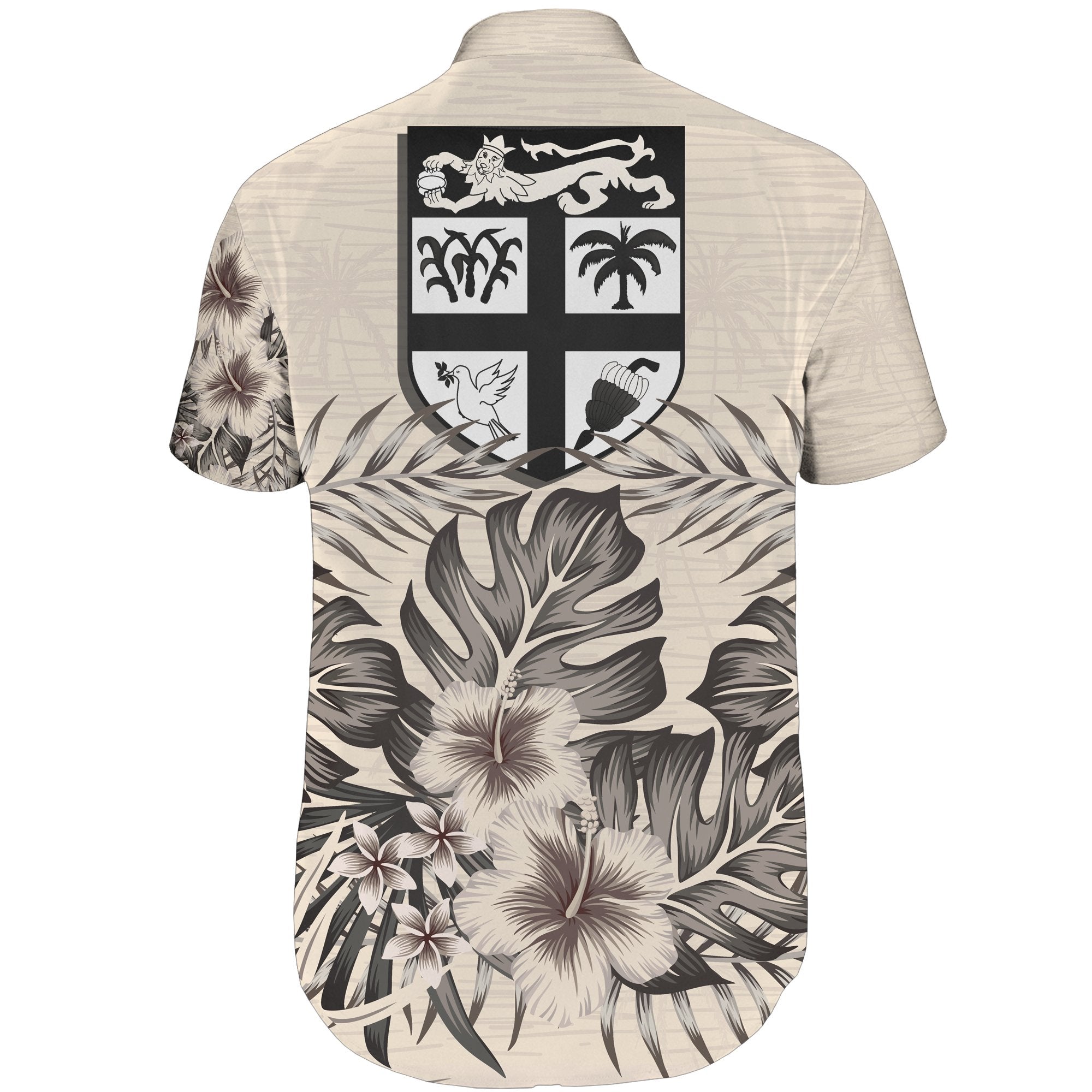 Fiji Short Sleeve Shirt - The Beige Hibiscus - Vibe Hoodie Shop