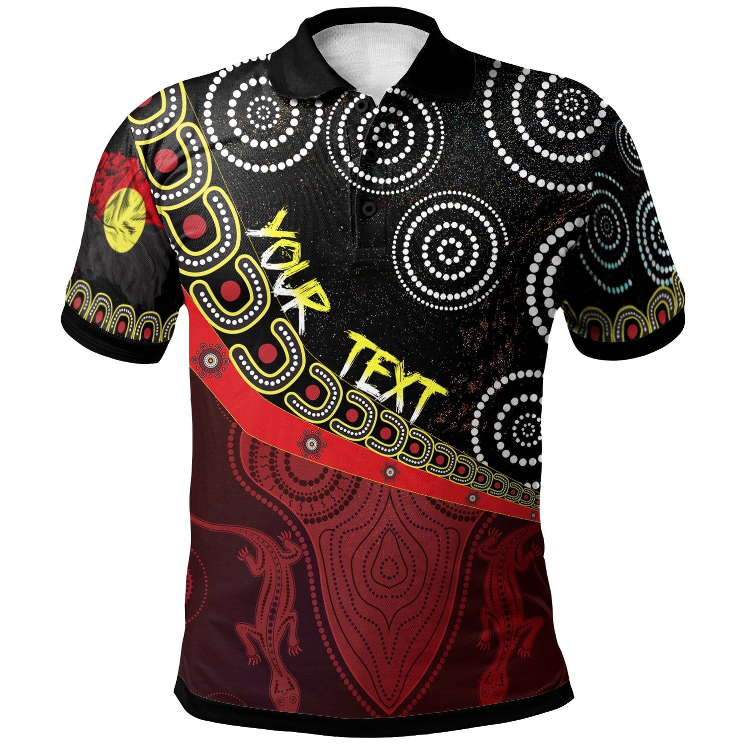 (Custom Text) Breakout Polo Shirts - Aboriginal Flags and Dot Acrylic Paint Style NAIDOC - Unisex - Vibe Hoodie Shop