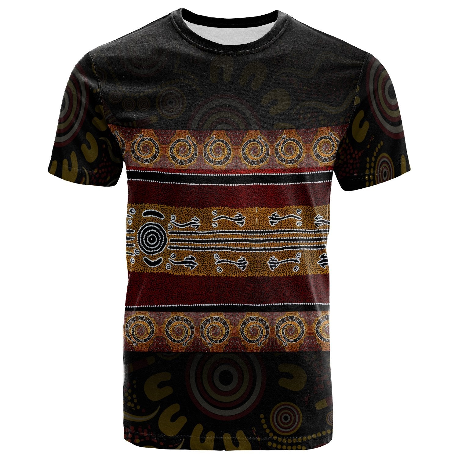 Tshirt - Aboriginal Dot Panting Art Horizontal Lines - Vibe Hoodie Shop