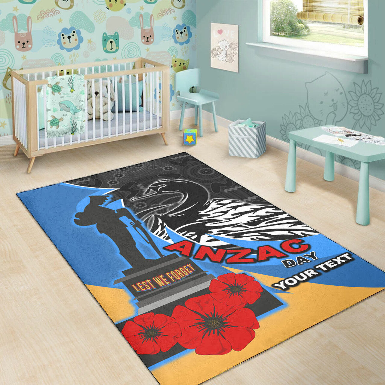 Force Rugby Area Rug - Custom ANZAC Force Black Swans Mascot Area Rug LT10 - Vibe Hoodie Shop