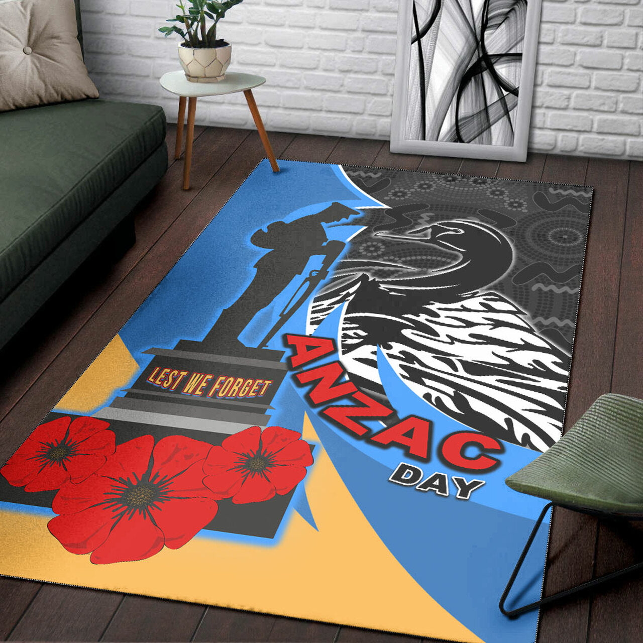 Force Rugby Area Rug - Custom ANZAC Force Black Swans Mascot Area Rug LT10 - Vibe Hoodie Shop