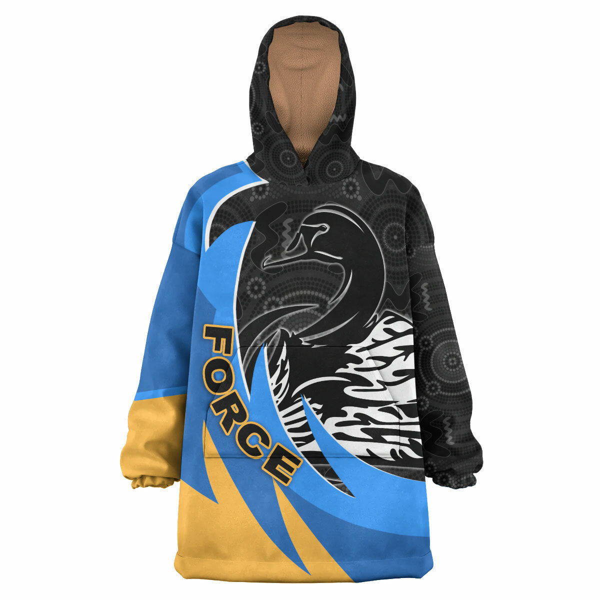 Force Rugby Snug Hoodie - Custom Force Black Swans Mascot Wearable Blanket Hoodie RLT14 - Vibe Hoodie Shop