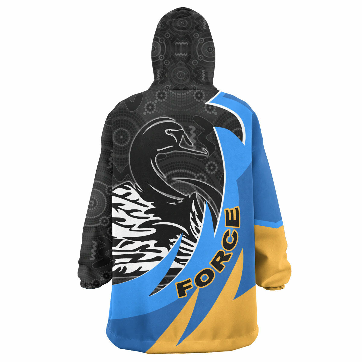 Force Rugby Snug Hoodie - Custom Force Black Swans Mascot Wearable Blanket Hoodie RLT14 - Vibe Hoodie Shop