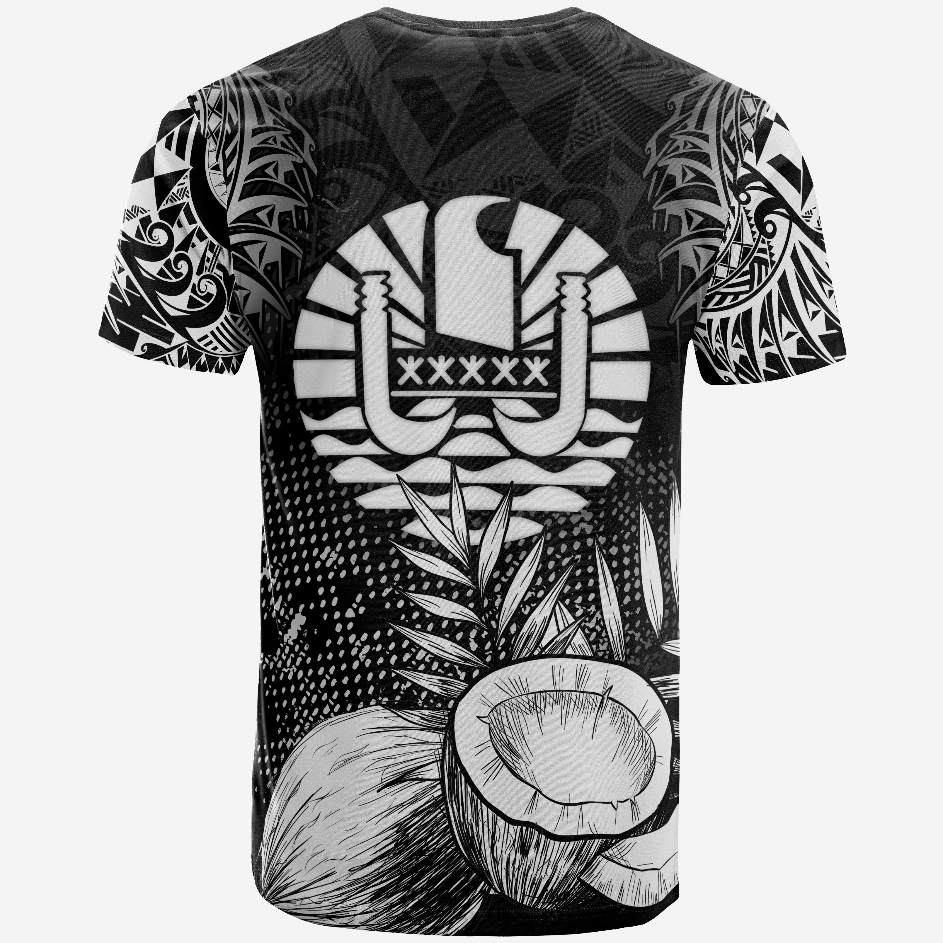 Vibe Hoodie French Polynesia T shirt - French Polynesia Flag Coconut Polynesian Tattoo Black - Vibe Hoodie Shop