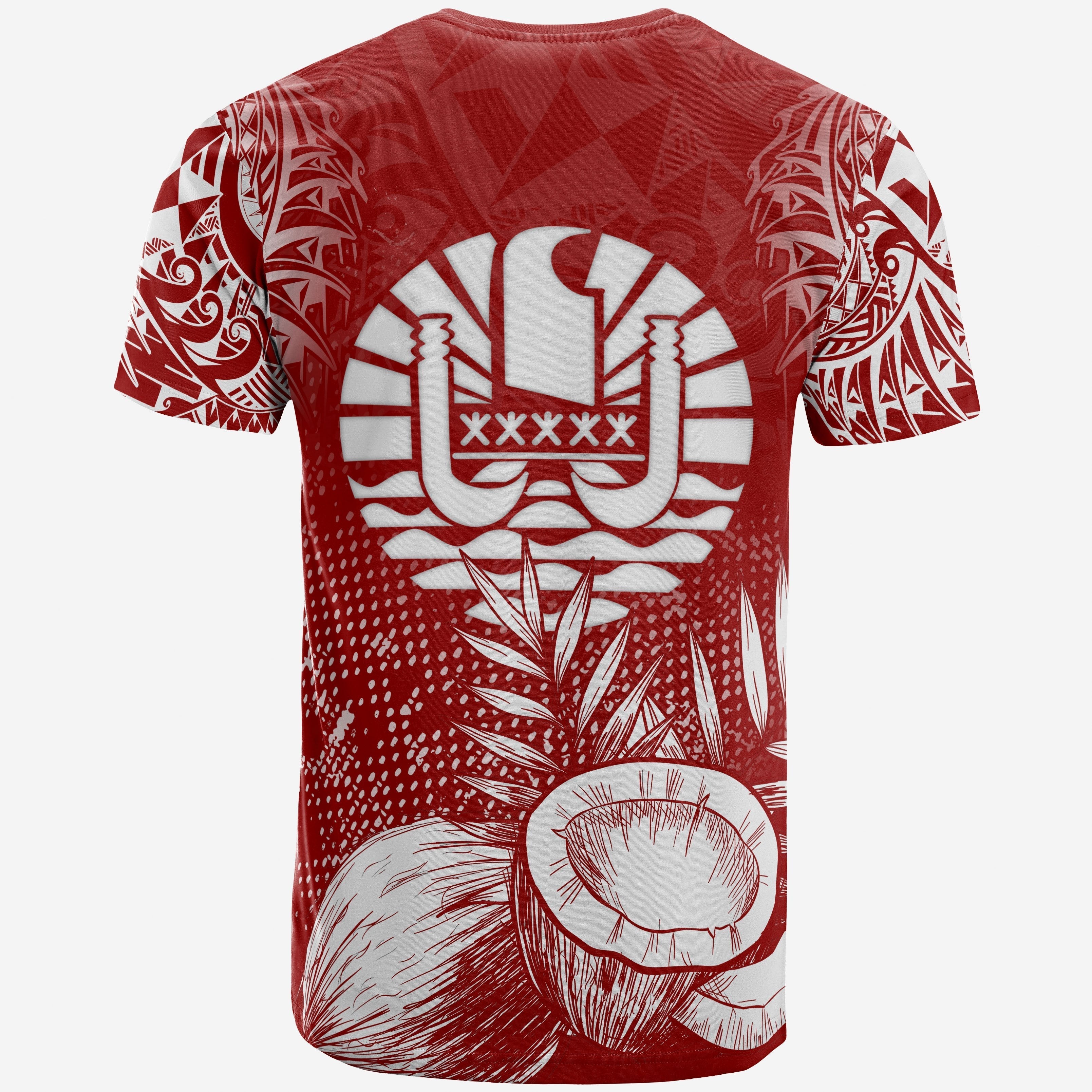 Vibe Hoodie French Polynesia T shirt - French Polynesia Flag Coconut Polynesian Tattoo Red - Vibe Hoodie Shop