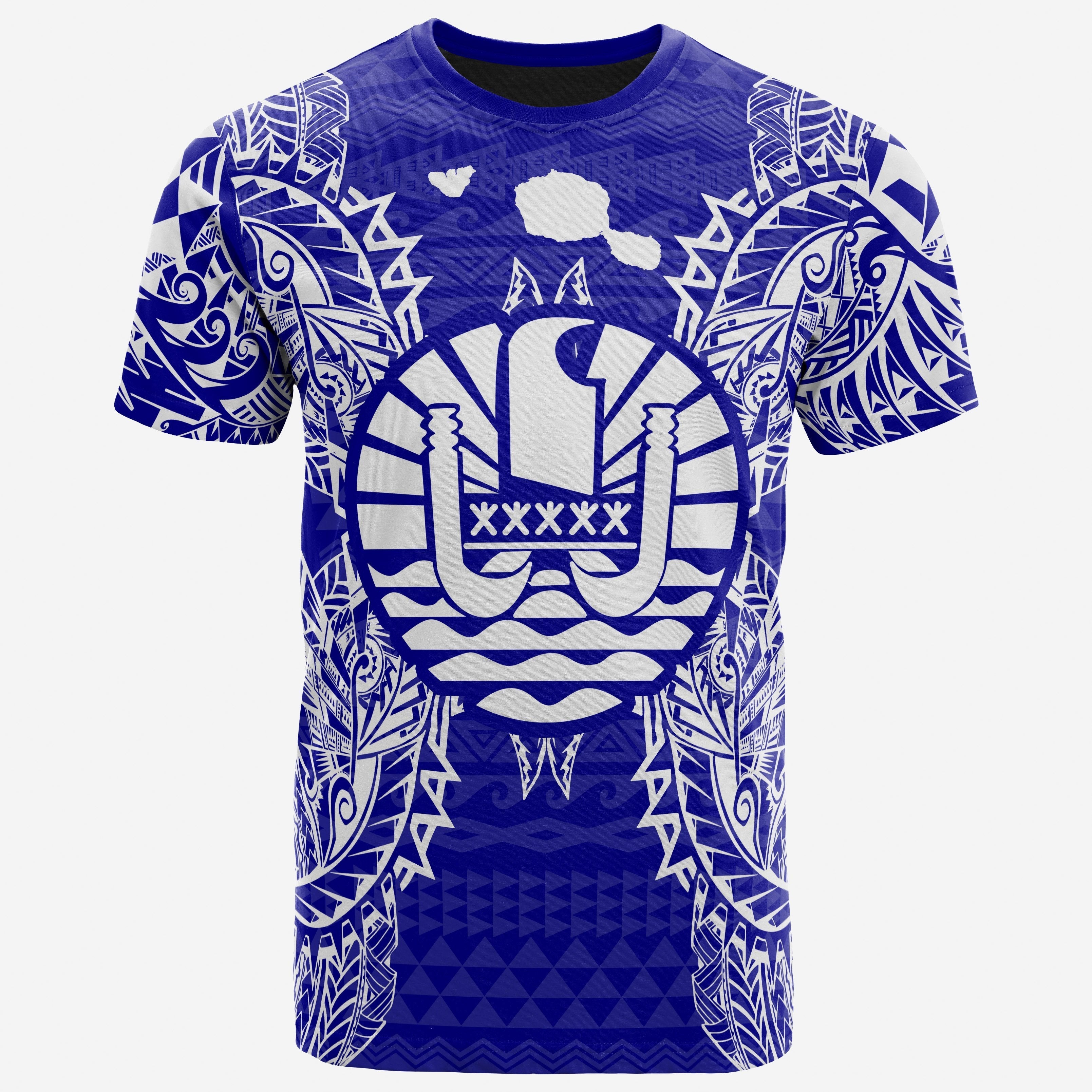 Vibe Hoodie French Polynesia All T shirt - French Polynesia Flag Map Polynesian Tattoo Blue - Vibe Hoodie Shop