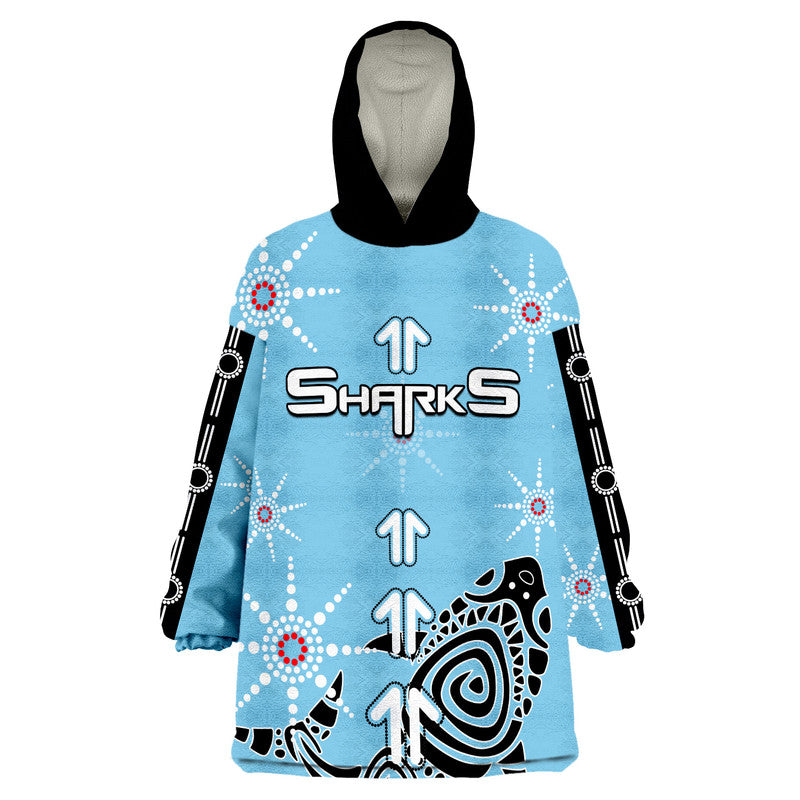 Sharks Rugby Wearable Blanket Hoodie Blue Style - Vibe Hoodie Shop