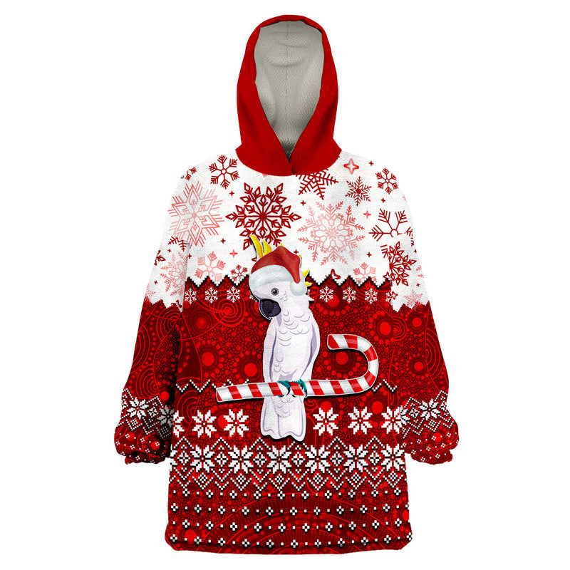 Aboriginal Christmas 2022 Cockatoo Wearable Blanket Hoodie Red Style - Vibe Hoodie Shop