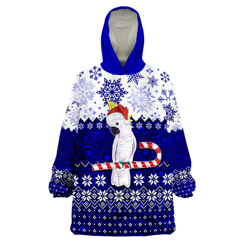 Aboriginal Christmas 2022 Cockatoo Wearable Blanket Hoodie Blue Style - Vibe Hoodie Shop