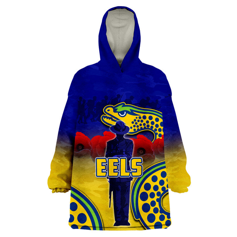 Eels Rugby Wearable Blanket Hoodie Anzac Day - Vibe Hoodie Shop