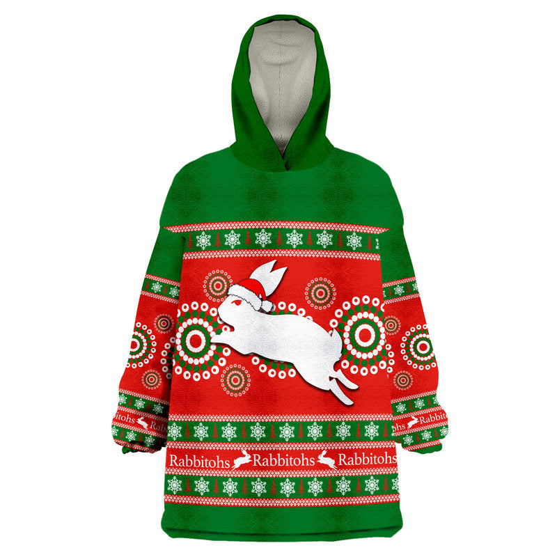 Rabbitohs Rugby Wearable Blanket Hoodie Christmas - Vibe Hoodie Shop