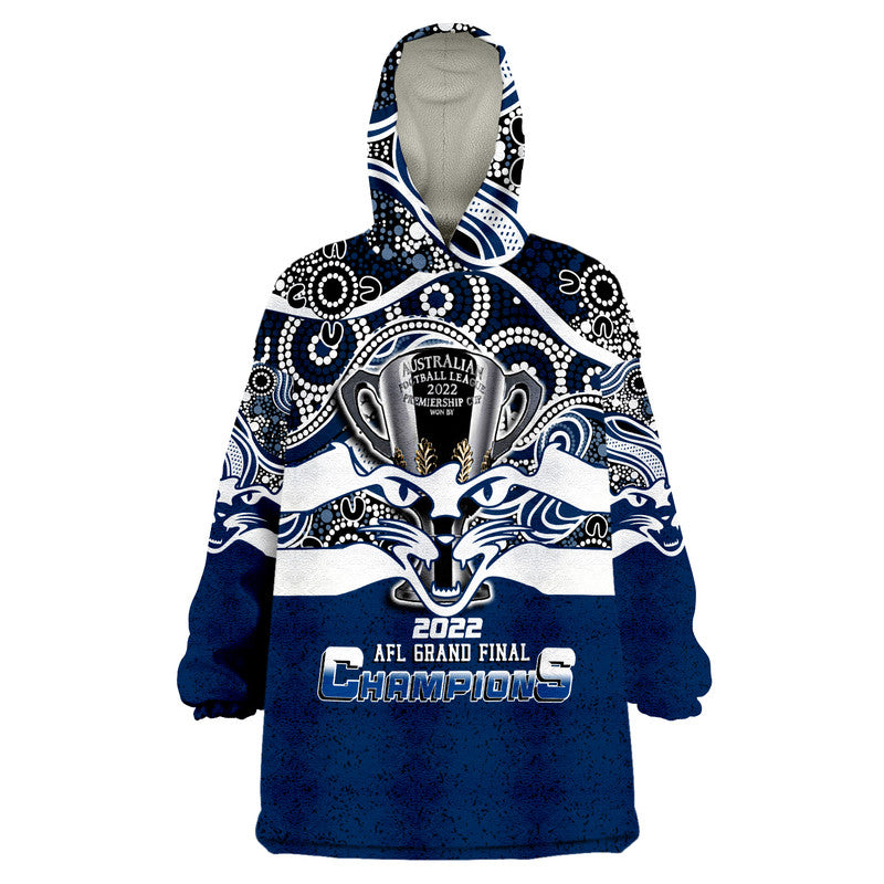Australian Football League 2022 Premiership Geelong Cats Wearable Blanket Hoodie - Vibe Hoodie Shop