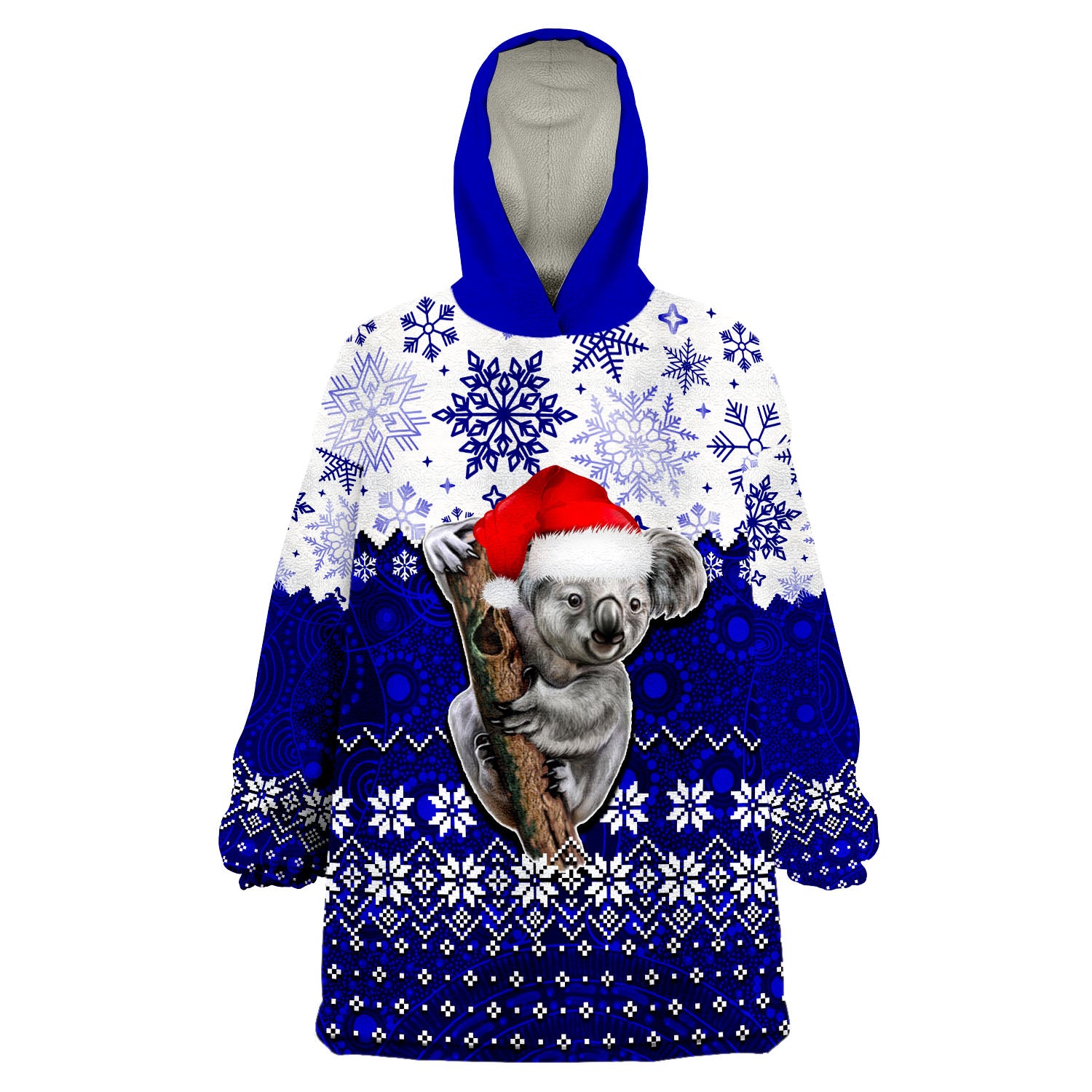 Aboriginal Christmas 2022 Koala Wearable Blanket Hoodie Blue Style - Vibe Hoodie Shop