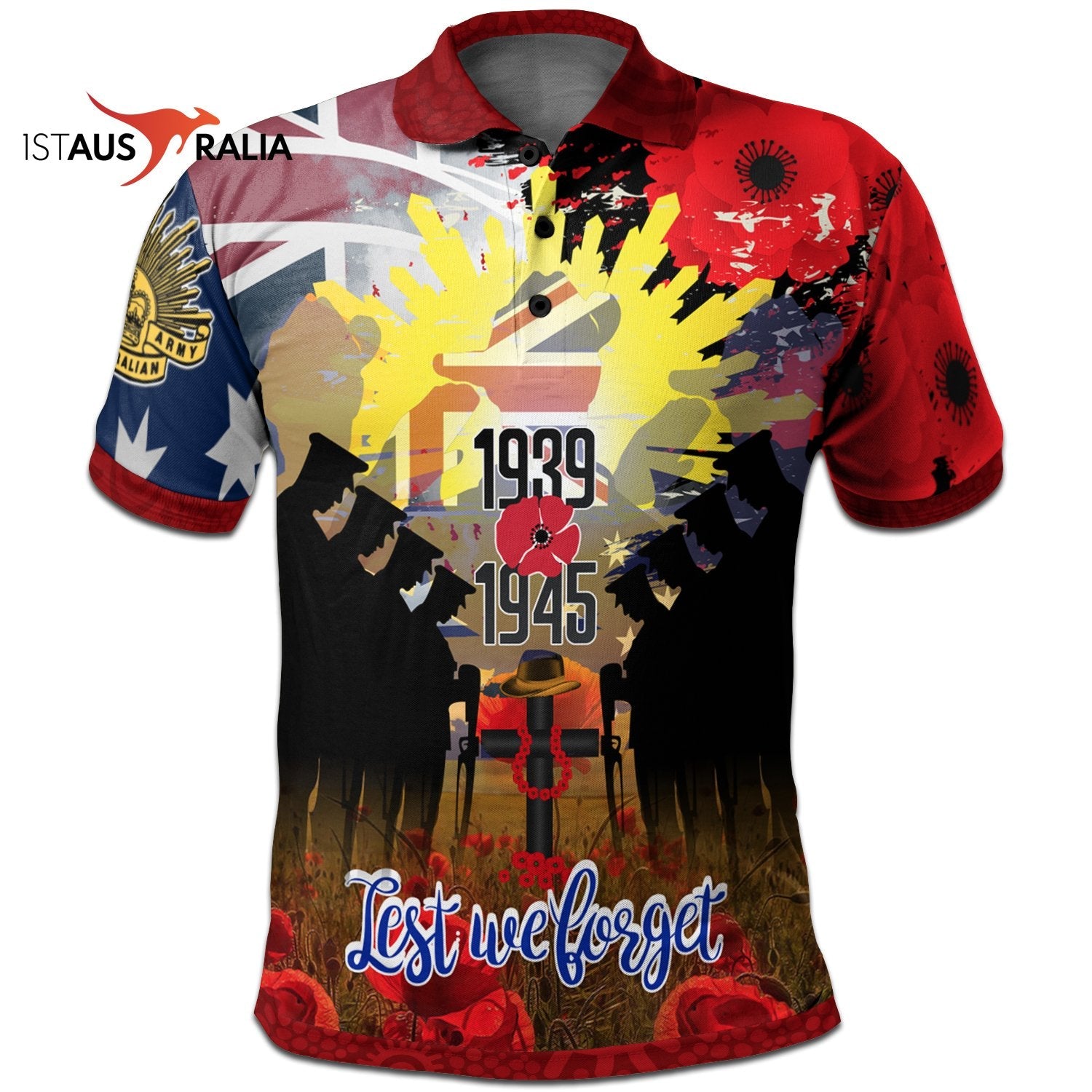 Unisex Polo Shirt - ANZAC Day 2021 World War II Commemoration 1939 - 1945 - Vibe Hoodie Shop