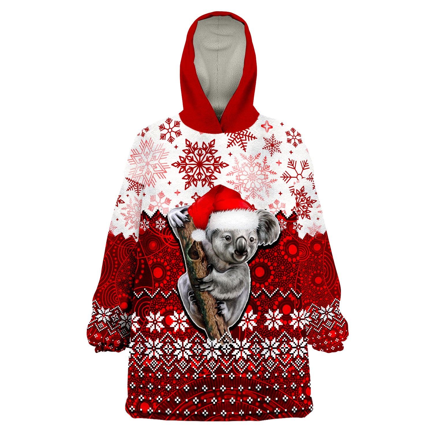 Aboriginal Christmas 2022 Koala Wearable Blanket Hoodie Red Style - Vibe Hoodie Shop