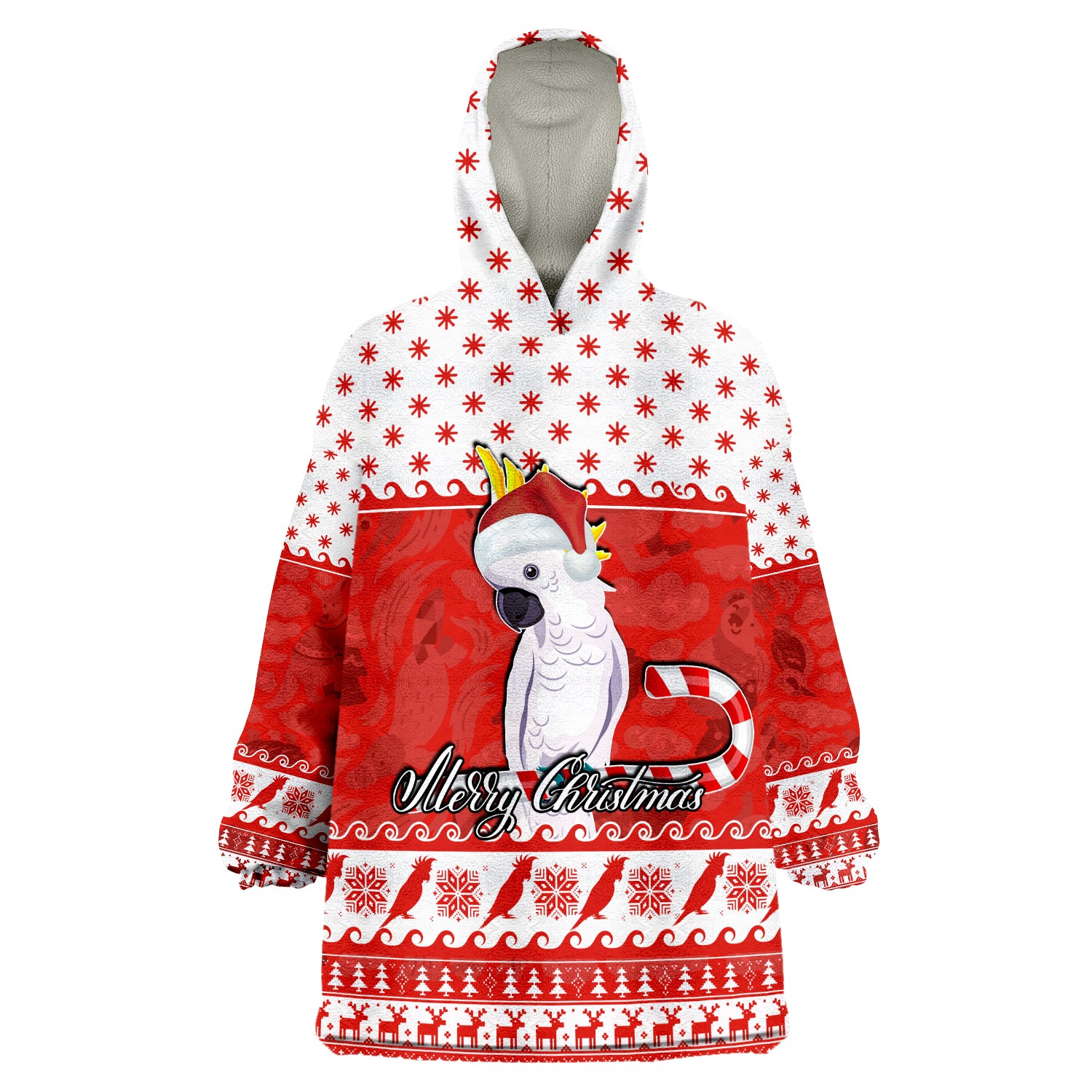 Cockatoo Wearable Blanket Hoodie Christmas Australia Red Style - Vibe Hoodie Shop