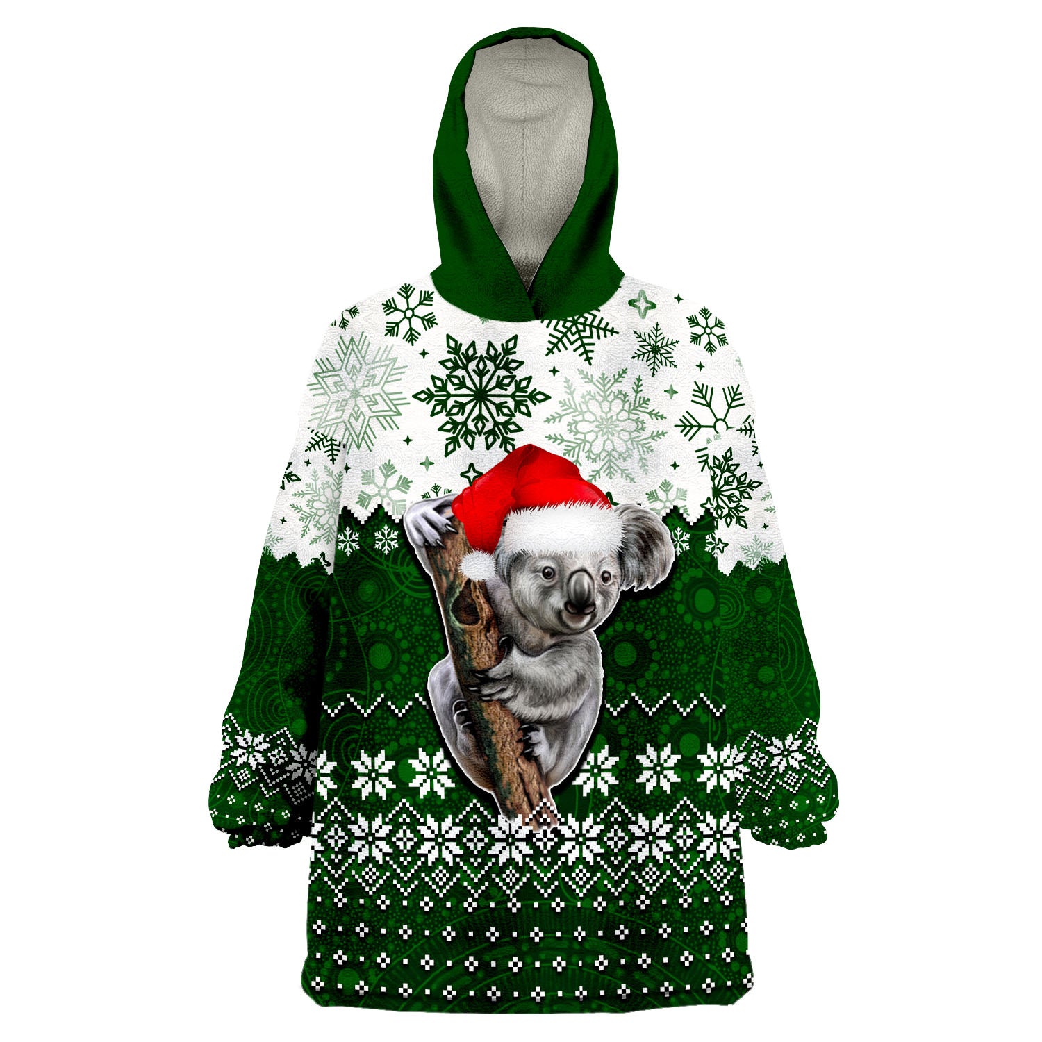 Aboriginal Christmas 2022 Koala Wearable Blanket Hoodie Green Style - Vibe Hoodie Shop