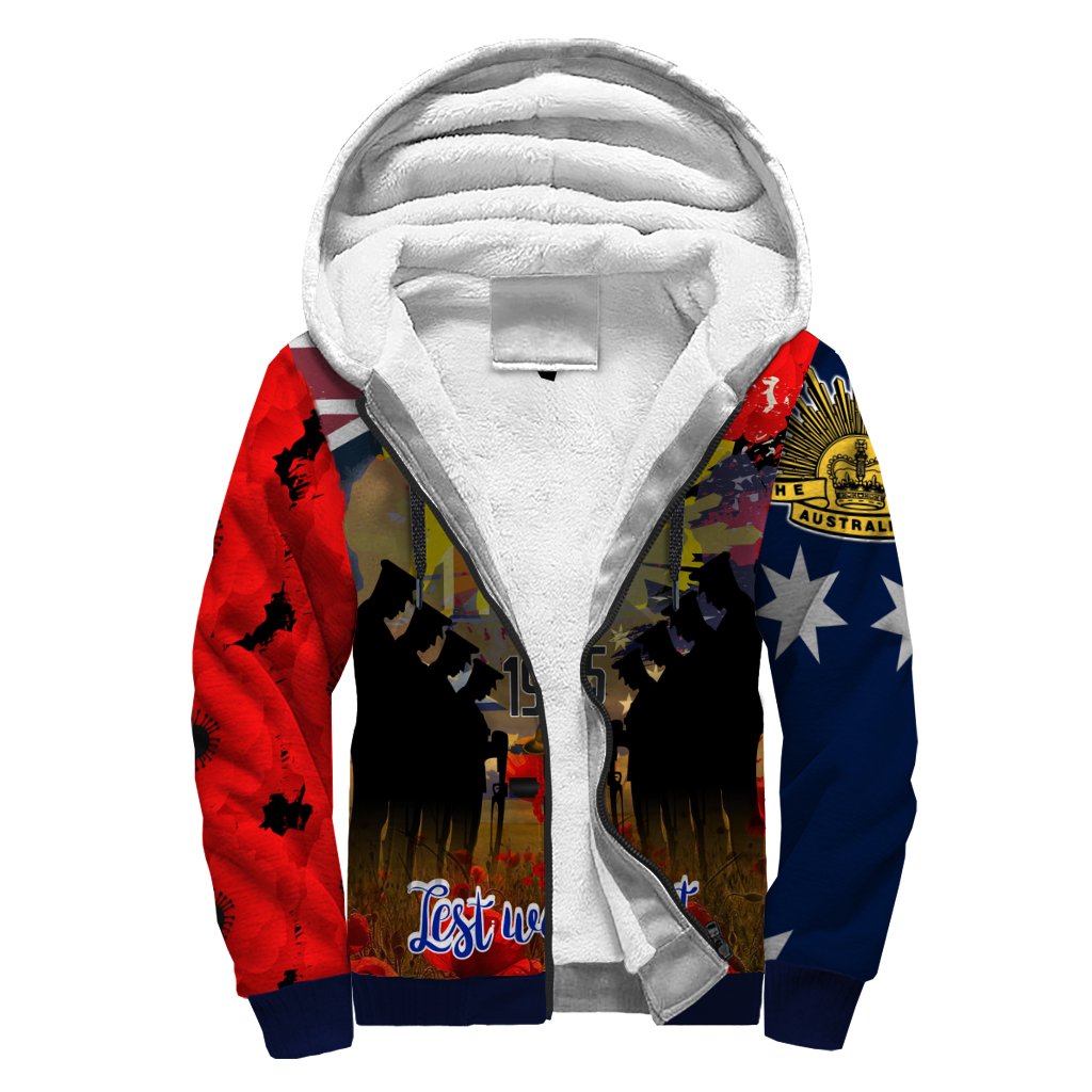 Sherpa Hoodie - ANZAC Day 2021 World War II Commemoration 1939 - 1945 - Vibe Hoodie Shop