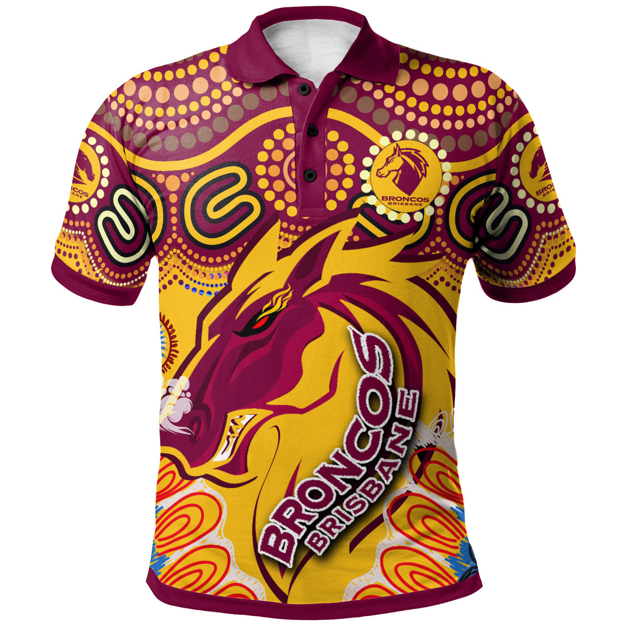 Broncos 2022 Rugby Custom Polo Shirt - Indigenous Super Broncos RLT13 - Vibe Hoodie Shop