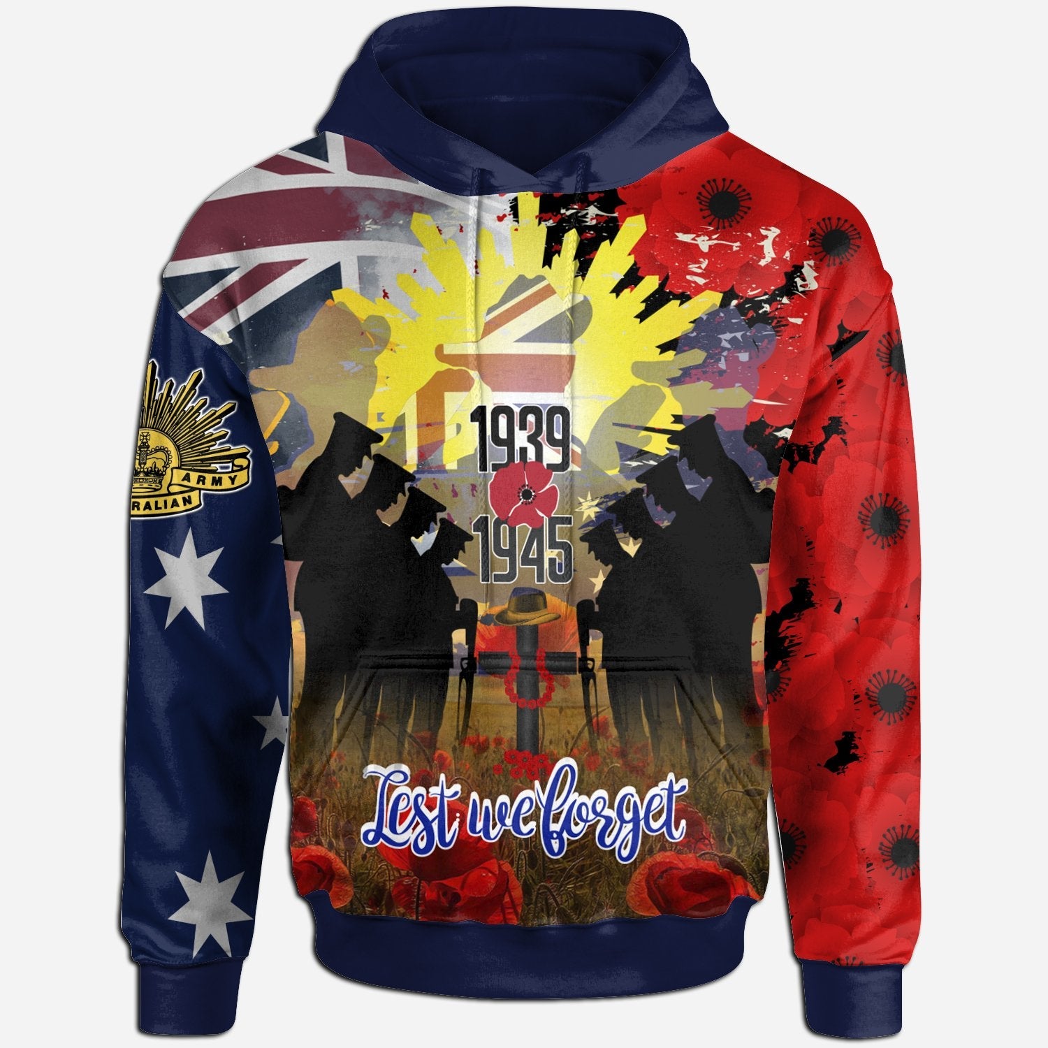 Hoodie - ANZAC Day 2021 World War II Commemoration 1939 - 1945 - Vibe Hoodie Shop