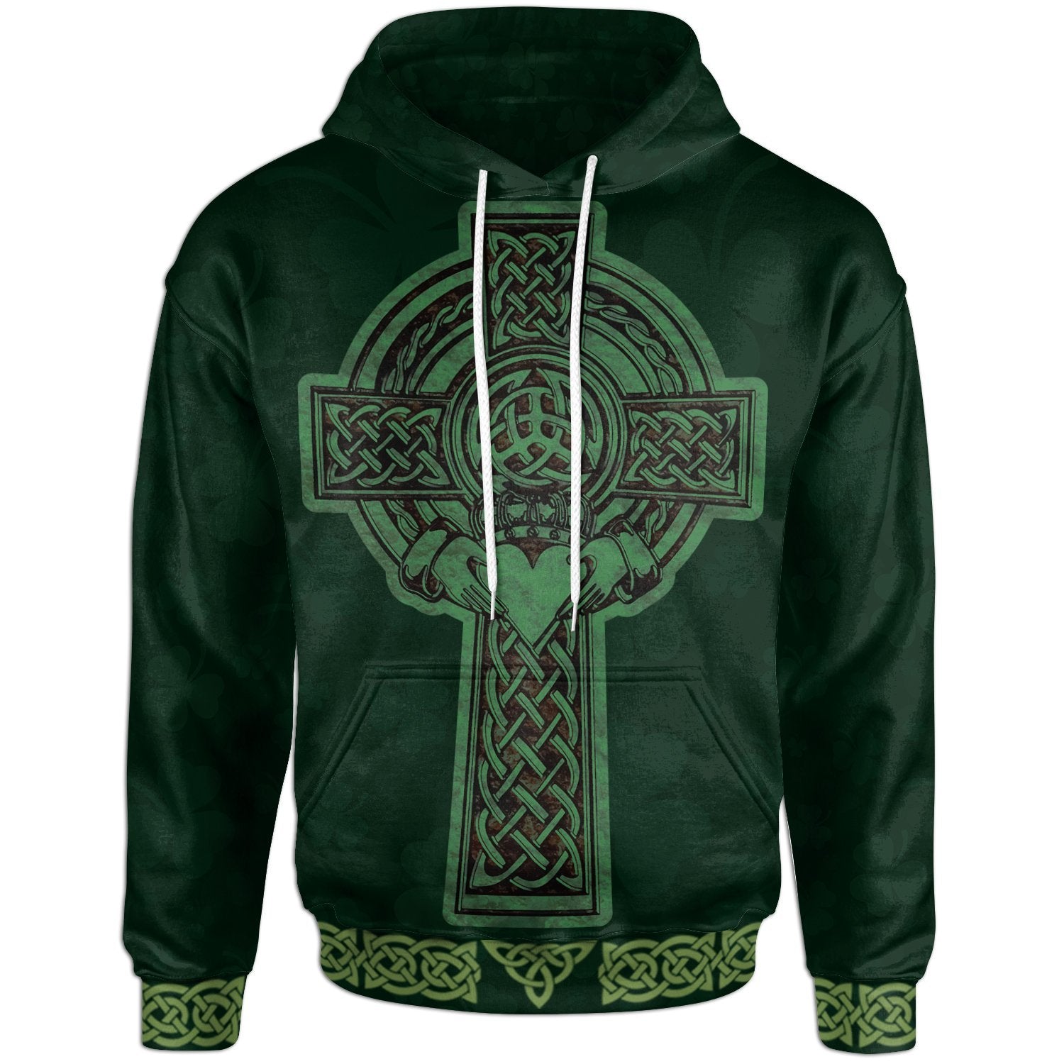 Celtic Ireland Hoodie - Irish Cross with Celtic Knot and Claddagh Ring - Vibe Hoodie Shop