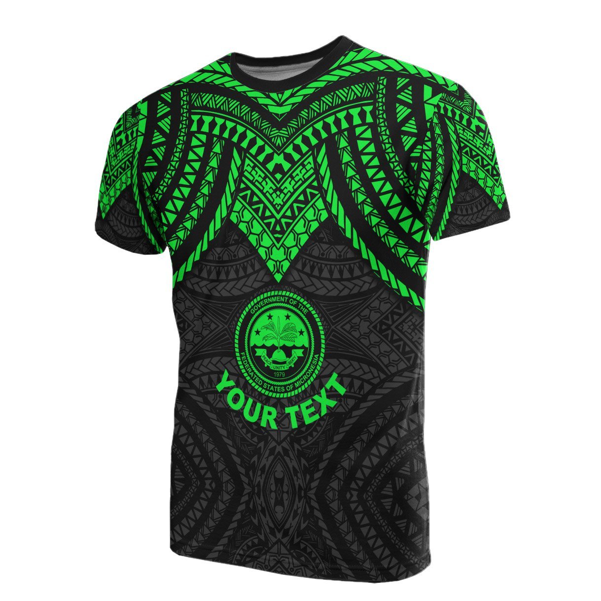 Vibe Hoodie Federated States Of Micronesia Custom Personalised T shirt - Micronesian Pattern Green Armor Style - Vibe Hoodie Shop