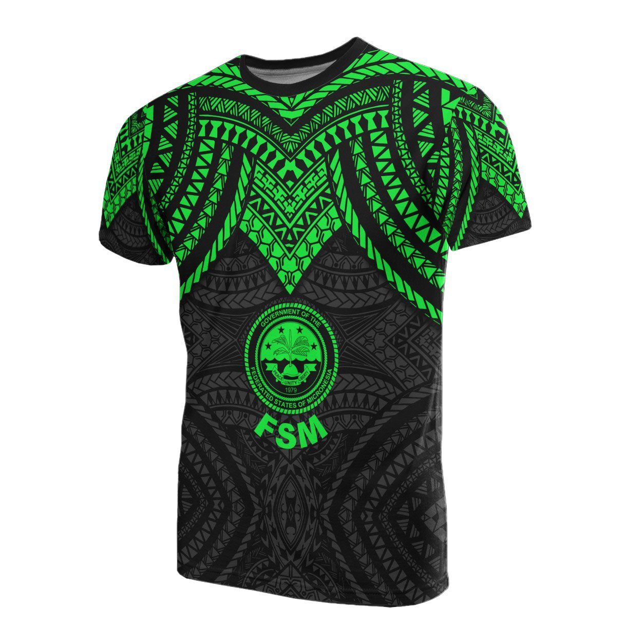 Vibe Hoodie Federated States Of Micronesia T shirt - Micronesian Pattern Green Armor Style - Vibe Hoodie Shop