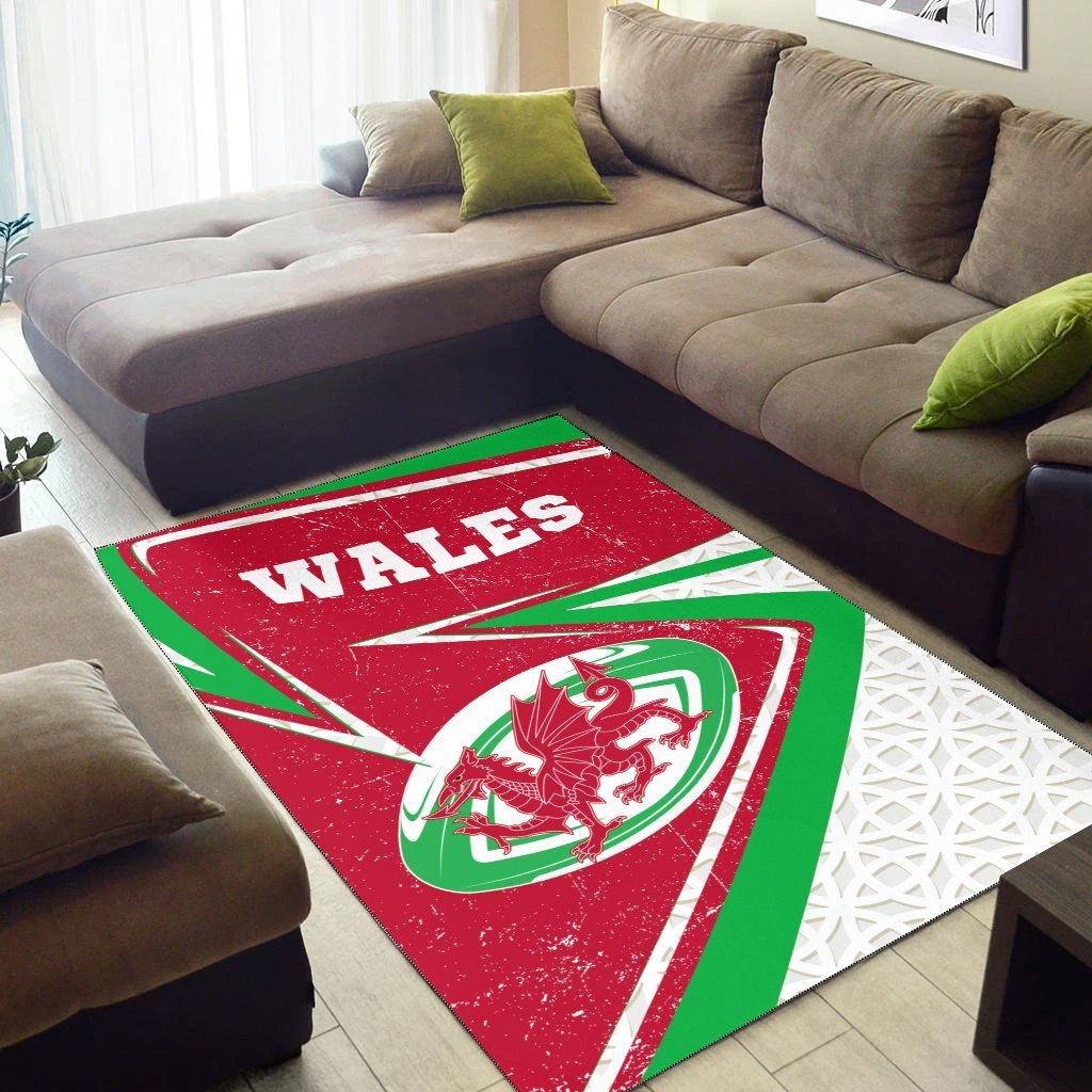 Wales Rugby Area Rug - Celtic Welsh Rugby Ball - Vibe Hoodie Shop