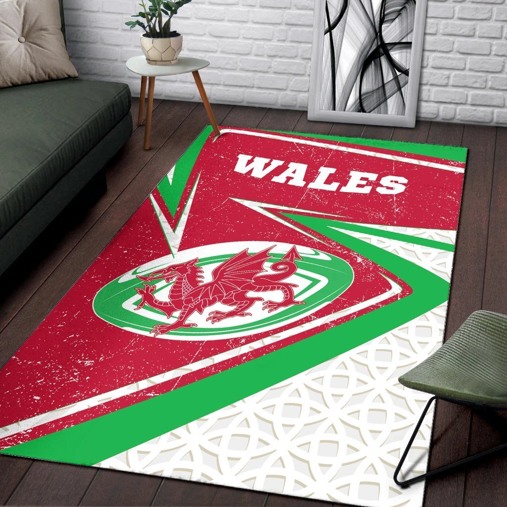 Wales Rugby Area Rug - Celtic Welsh Rugby Ball - Vibe Hoodie Shop