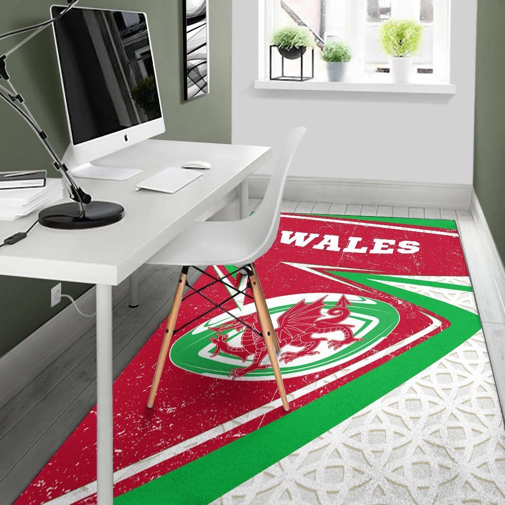 Wales Rugby Area Rug - Celtic Welsh Rugby Ball - Vibe Hoodie Shop